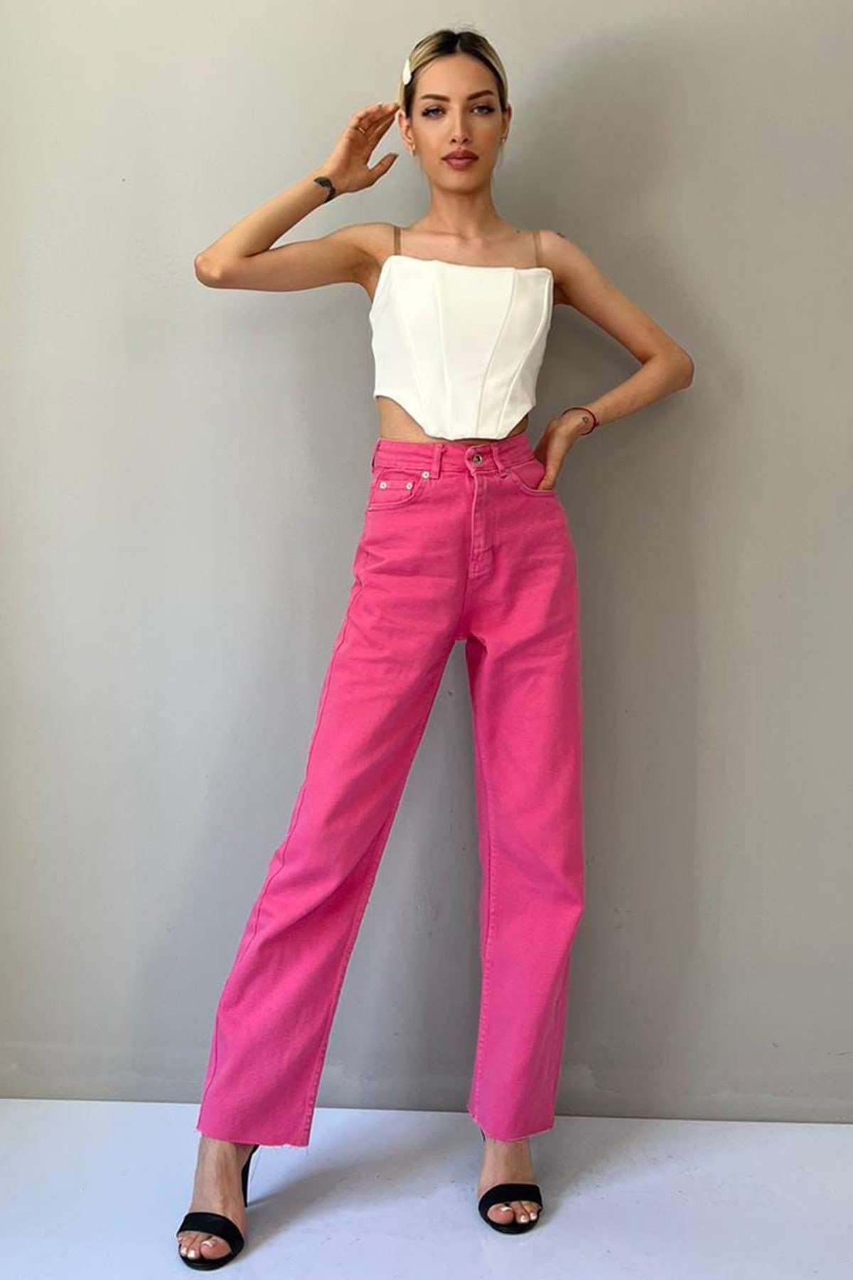 Mad Girls Pink Palazzo Jeans Mg1189