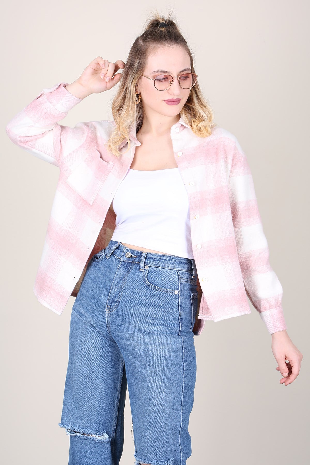 Mad Girls Powder Color Lumberjack Shirt MG1200