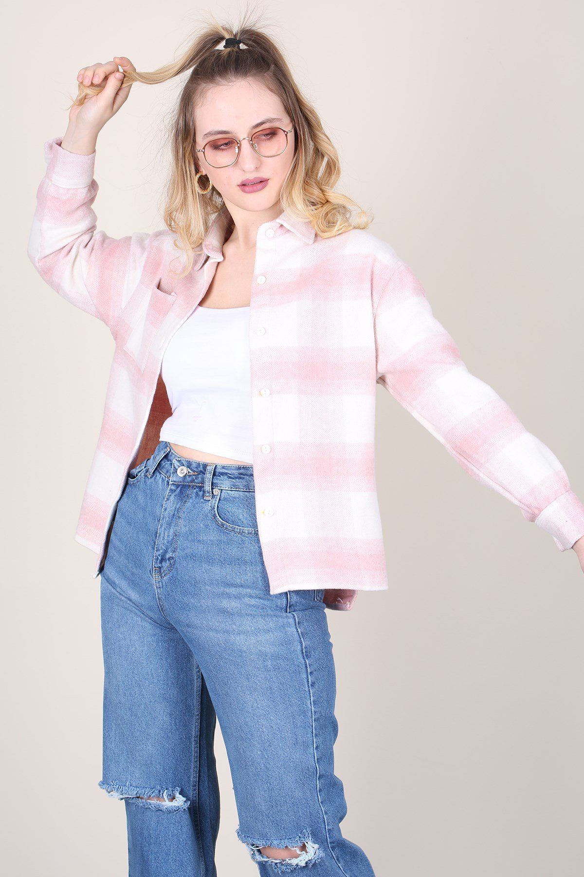 Mad Girls Powder Color Lumberjack Shirt MG1200