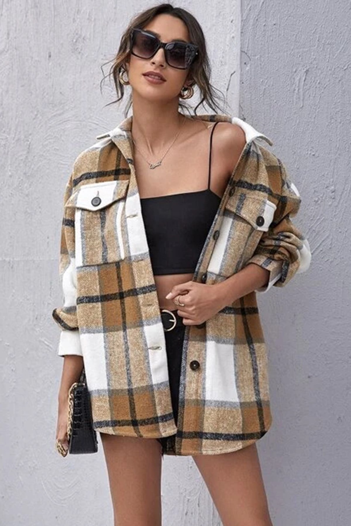 Mad Girls Yellow Checked Shirt MG042
