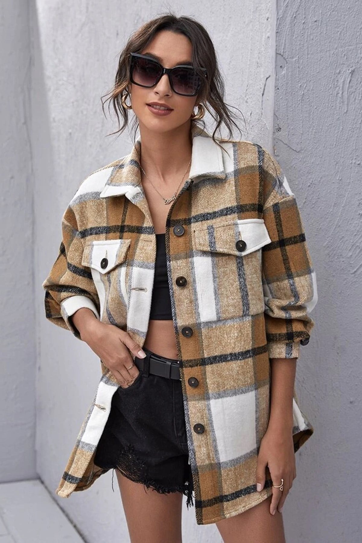 Mad Girls Yellow Checked Shirt MG042