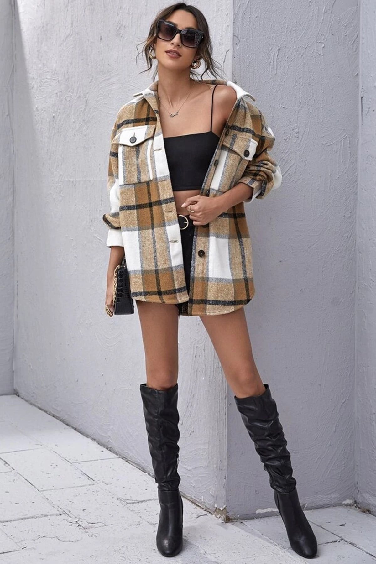 Mad Girls Yellow Checked Shirt MG042