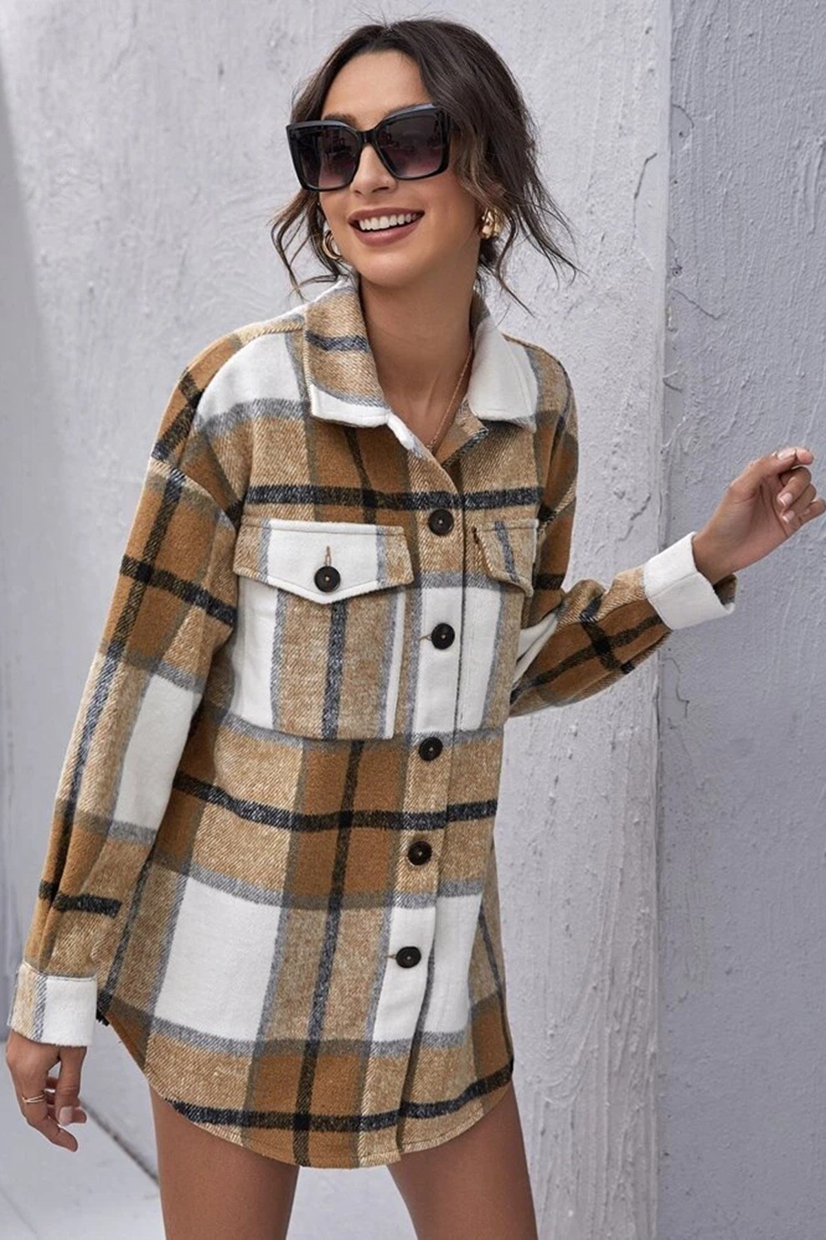 Mad Girls Yellow Checked Shirt MG042