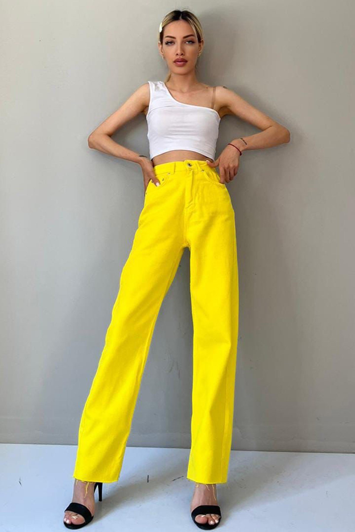 Mad Girls Yellow Palazzo Jeans Mg1189