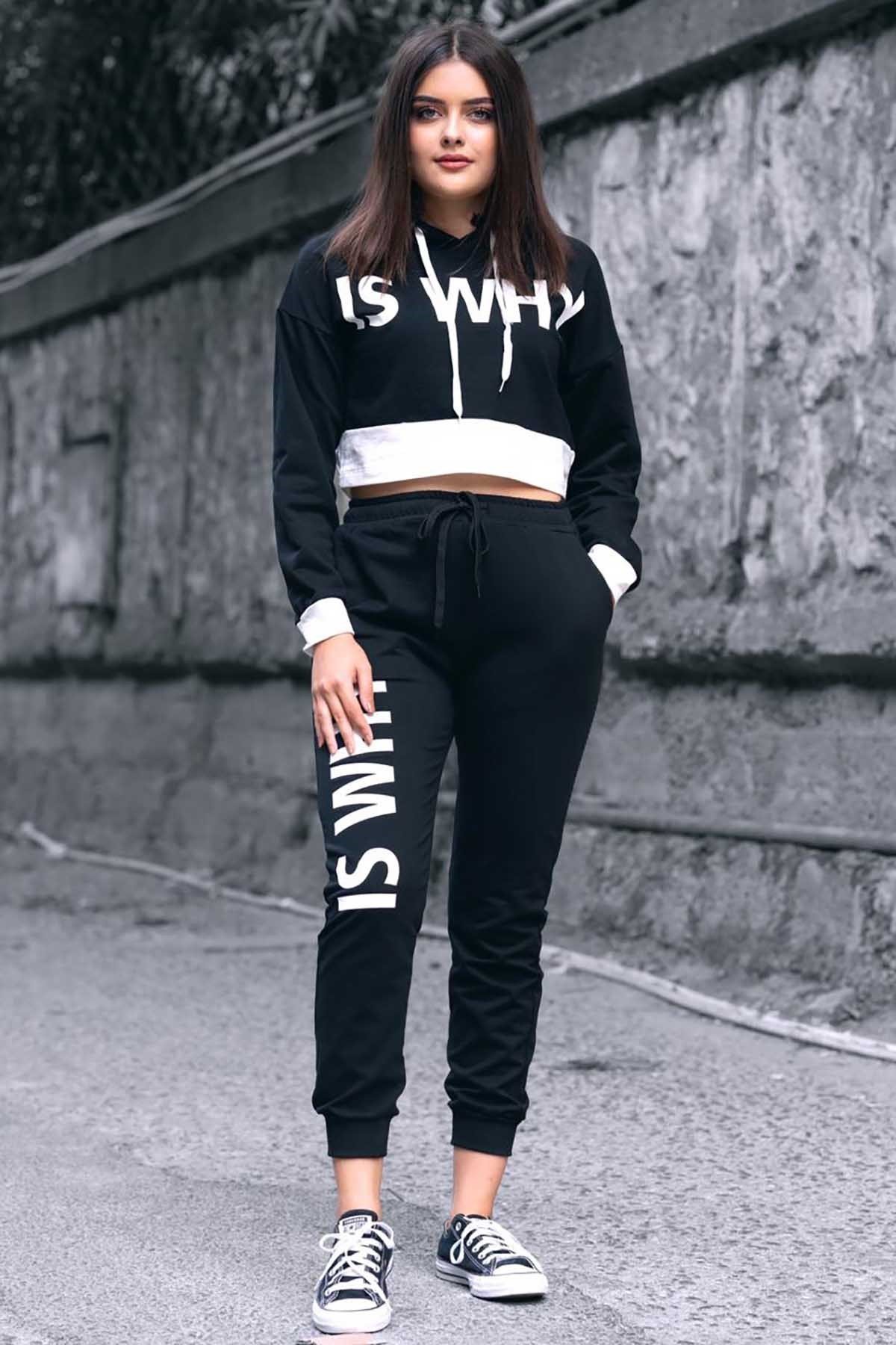 Mad Girls Black Women Tracksuit Set MG730