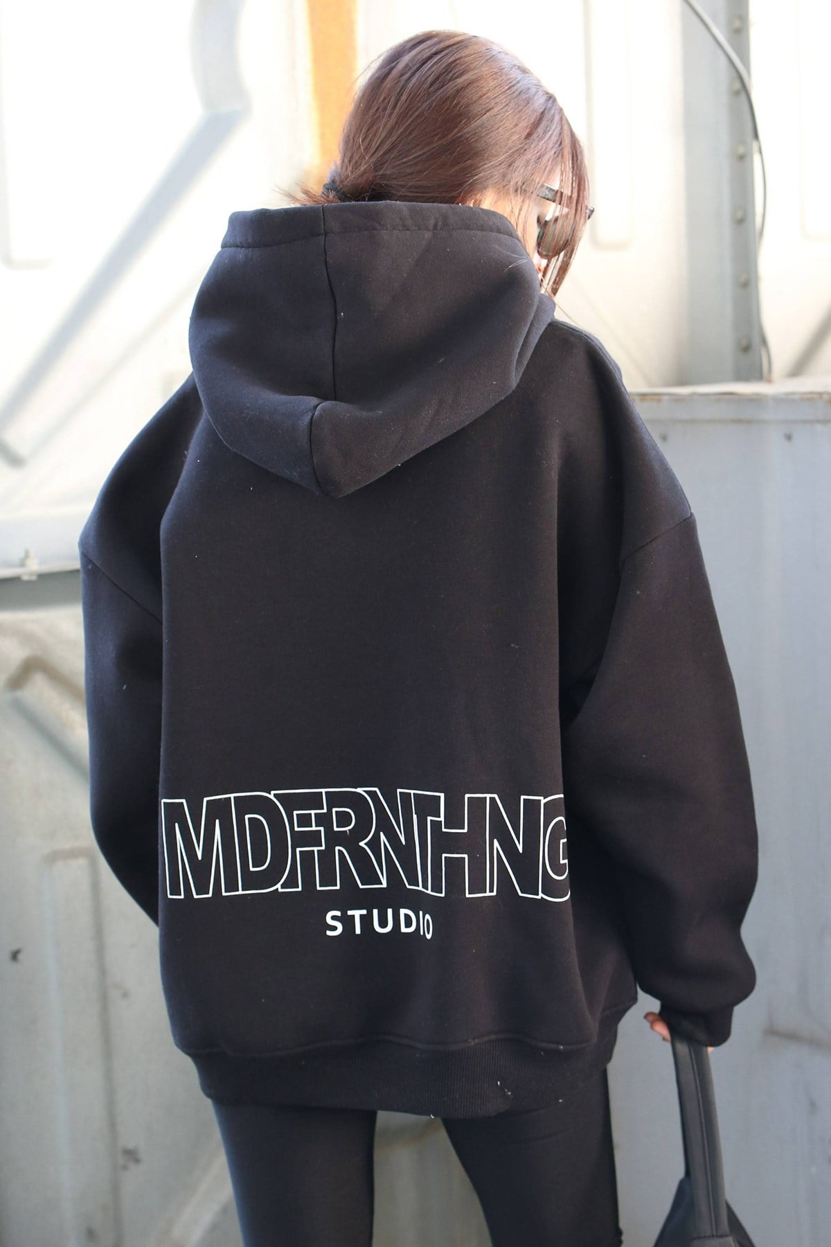 Mad Girls Siyah Baskılı Oversize Sweatshirt MG1287
