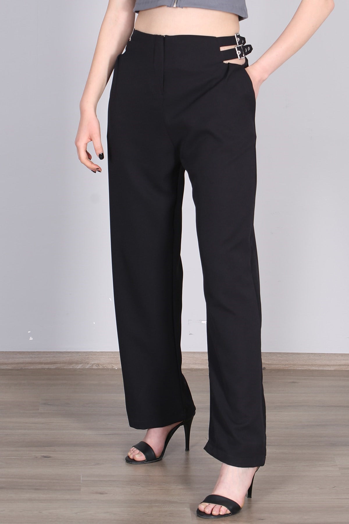 Mad Girls Siyah Bel Dekolteli Pantolon Mg1089