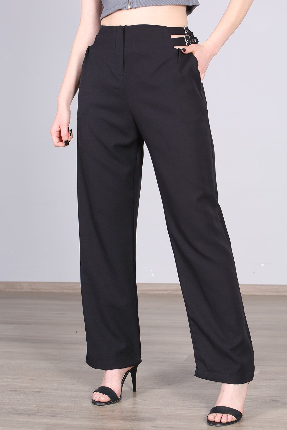 Mad Girls Siyah Bel Dekolteli Pantolon Mg1089