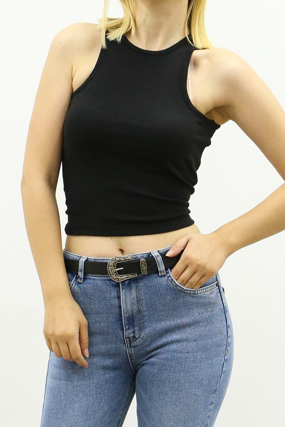 Mad Girls Siyah Crop Top MG361