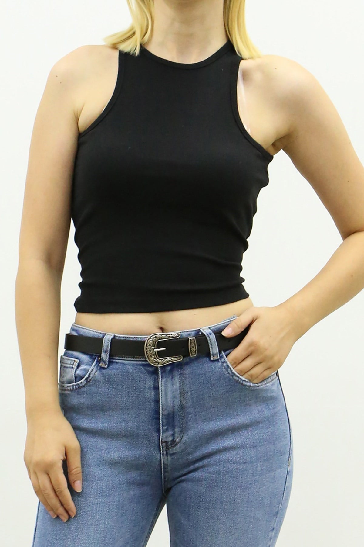 Mad Girls Siyah Crop Top MG361