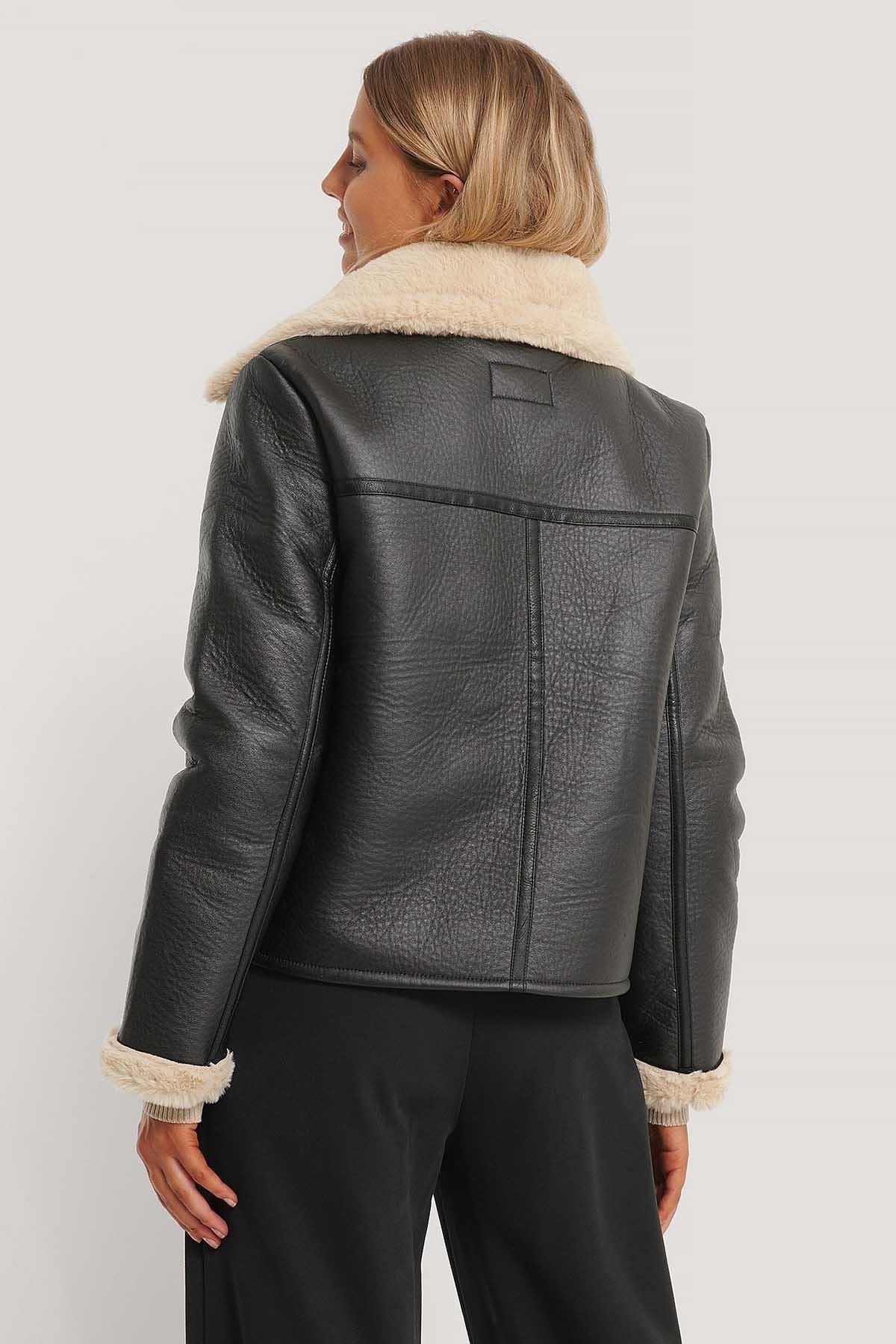 Mad Girls Siyah İçi Kürklü Kadın Ceket MG762