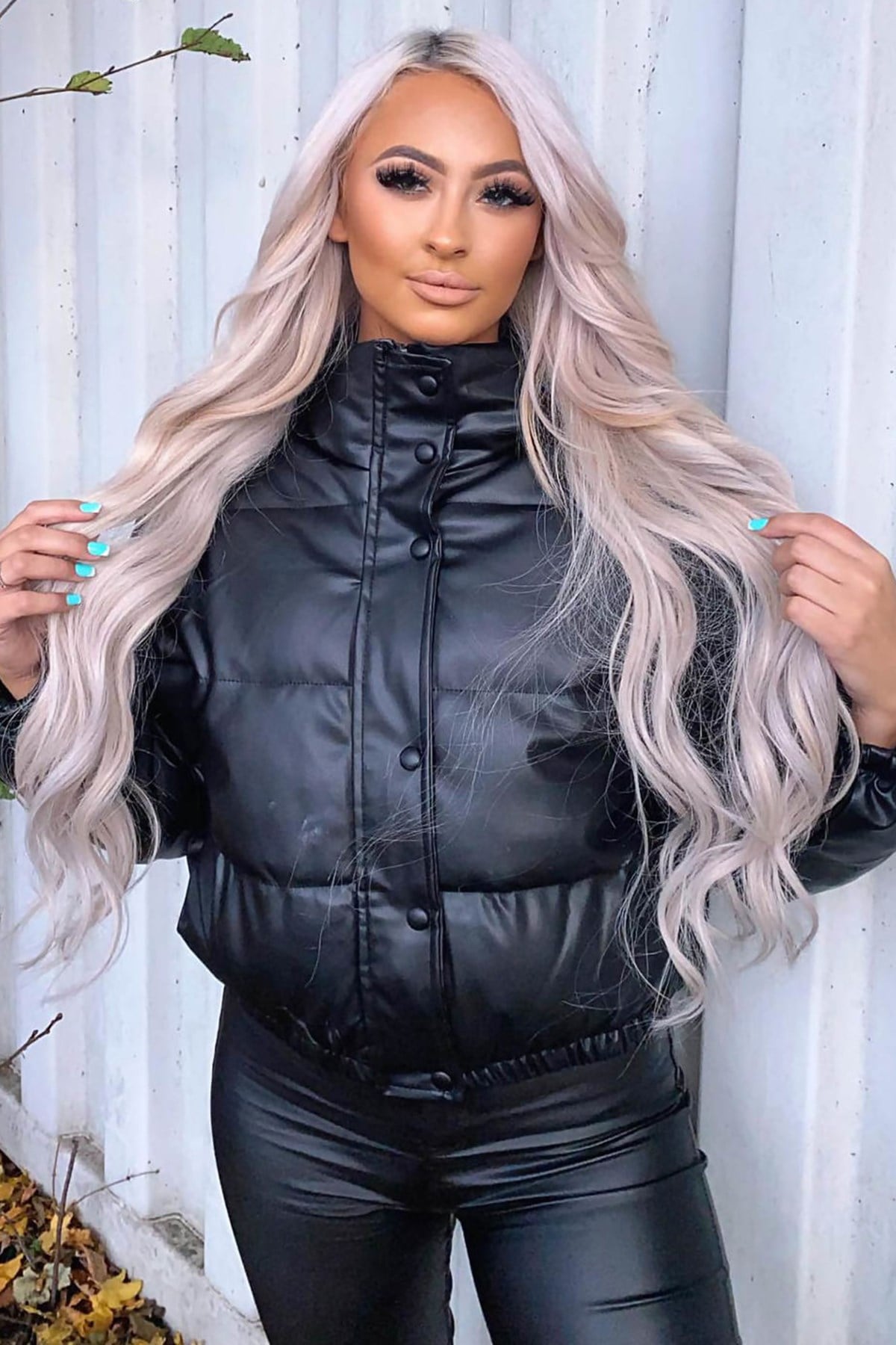Mad Girls Siyah Kadın Crop Deri Mont MG1380