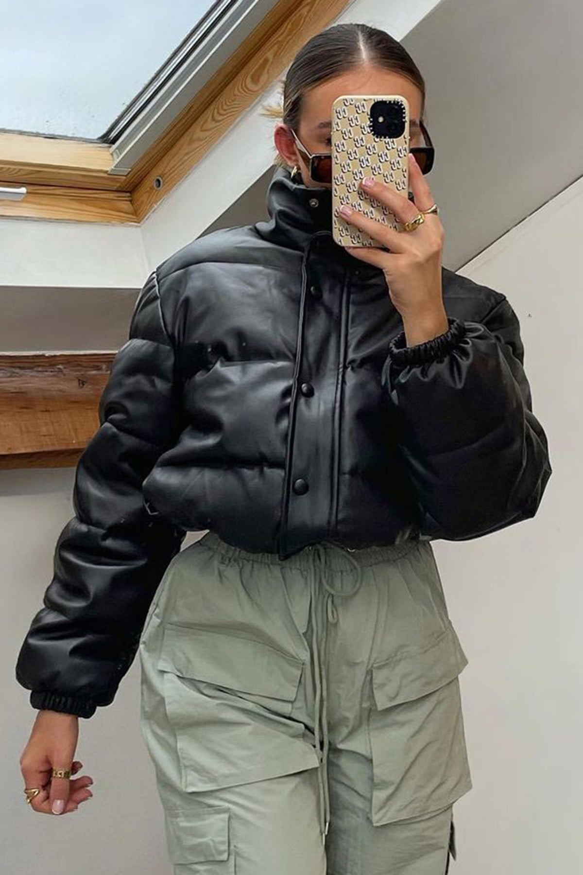 Mad Girls Siyah Kadın Crop Deri Mont MG1380