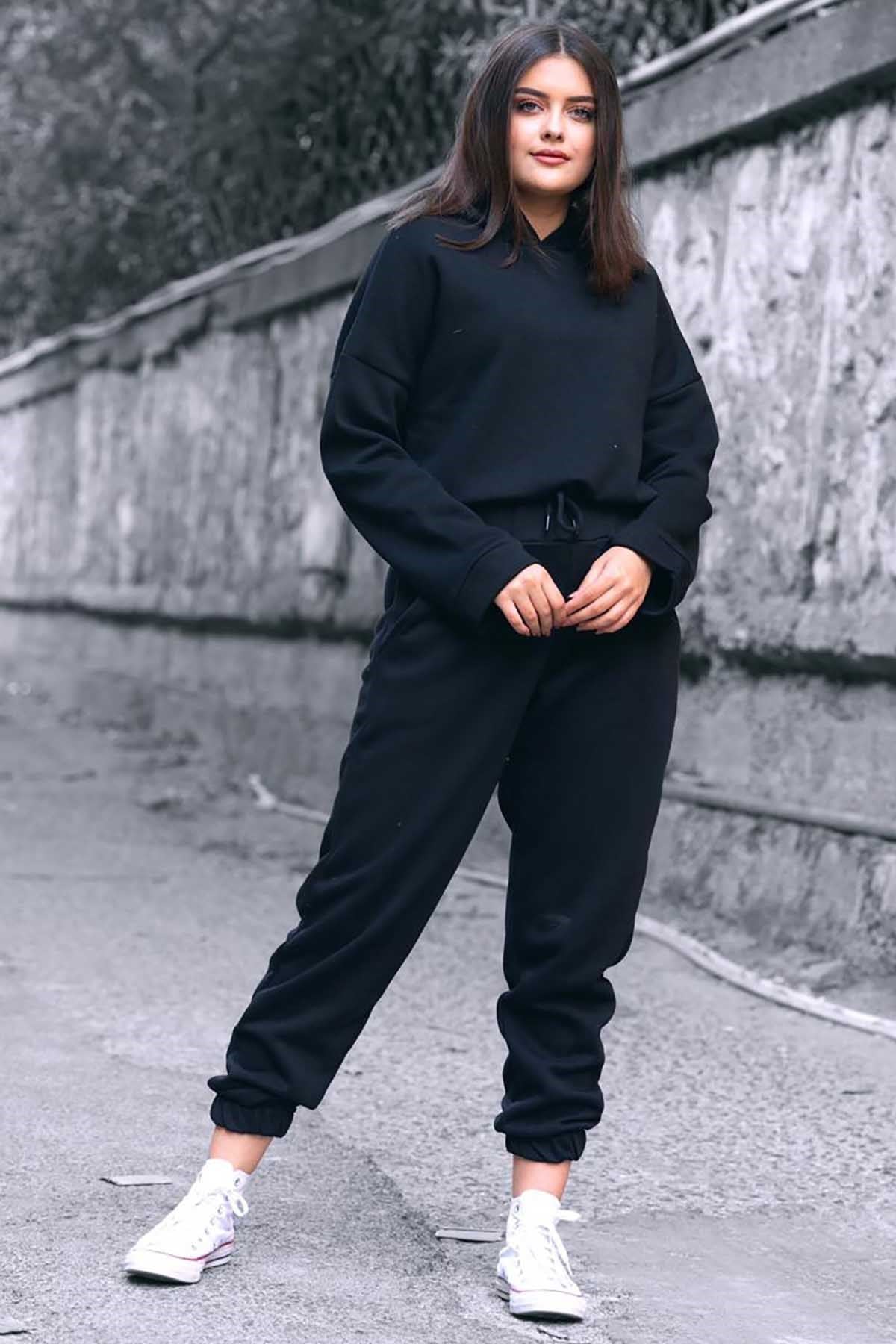 Mad Girls Black Women Tracksuit Set MG732
