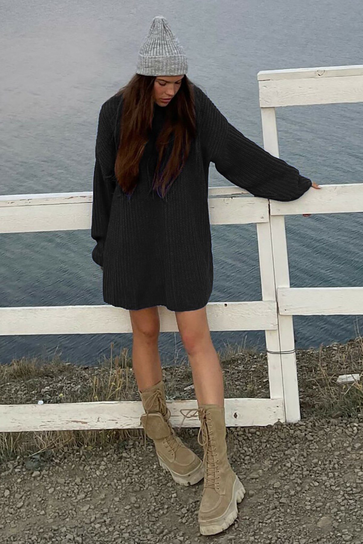 Mad Girls Siyah Oversize Kazak MG1297