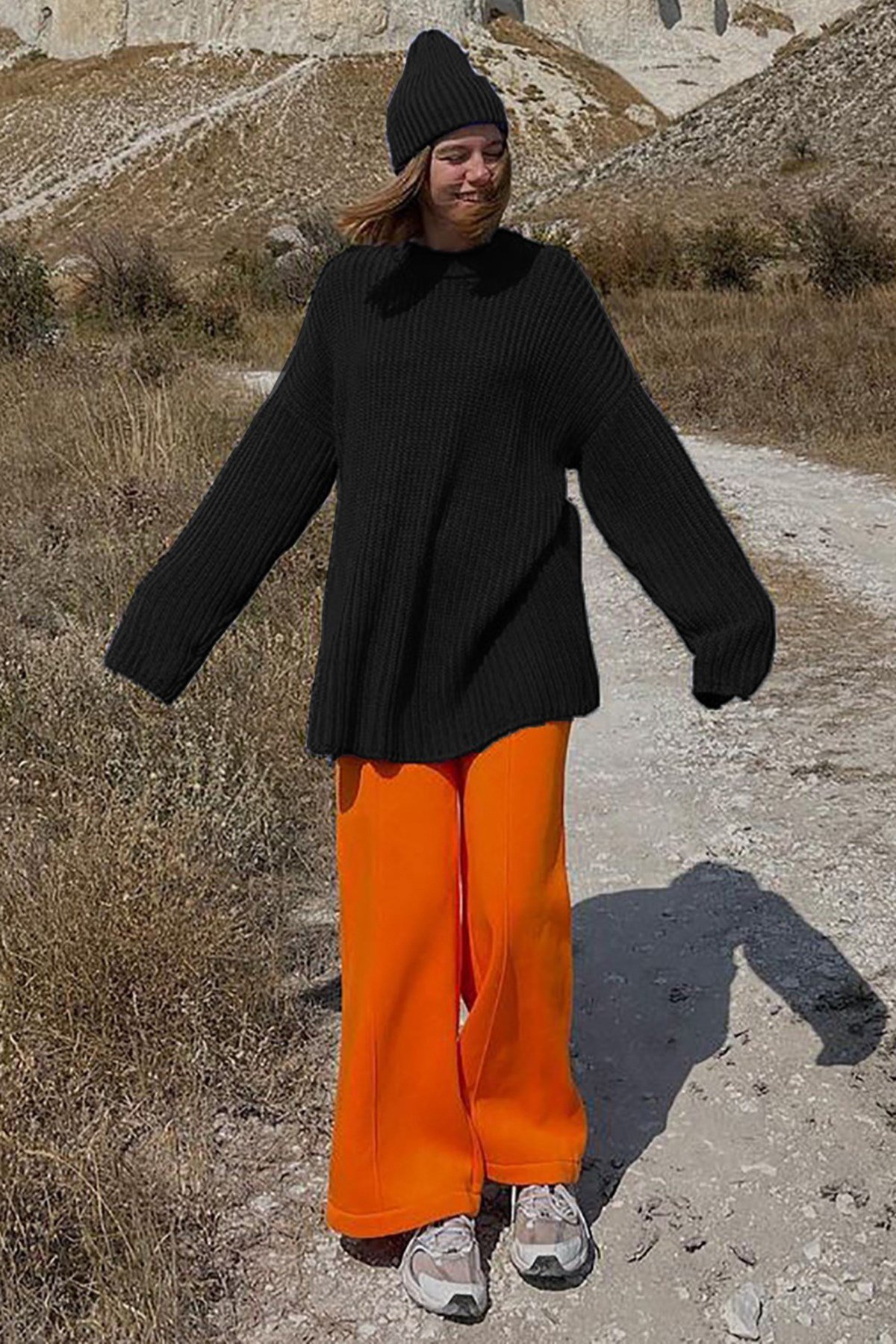 Mad Girls Siyah Oversize Kazak MG1297