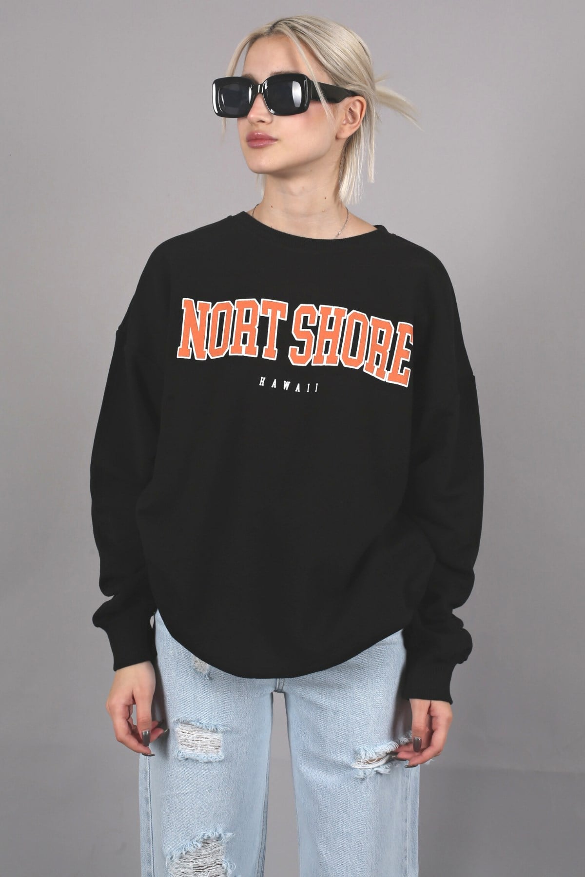 Mad Girls Black Printed Sweatshirt MG767