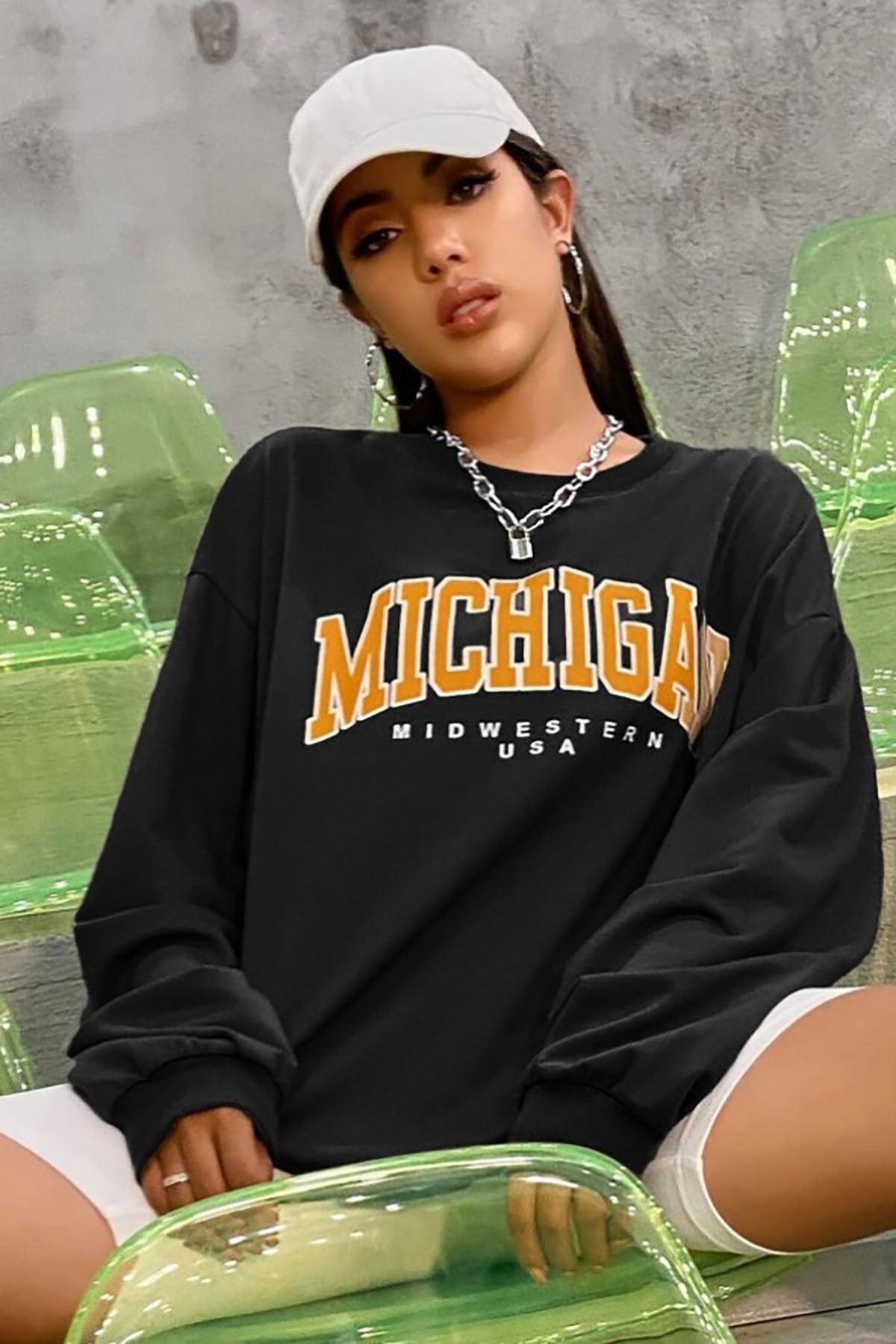 Mad Girls Siyah Sweatshirt MG785
