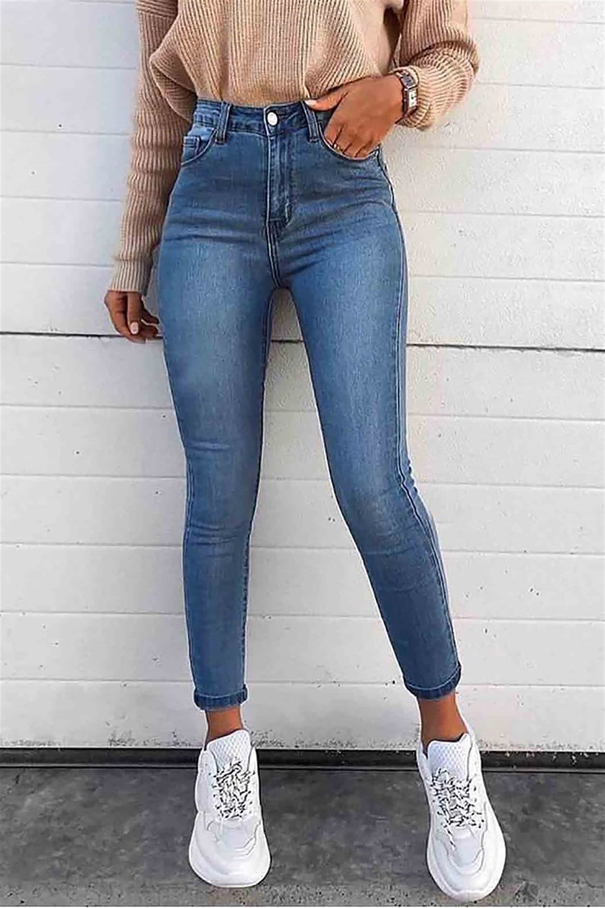 Mad Girls Blue High Waist Skinny Fit Jean MG063
