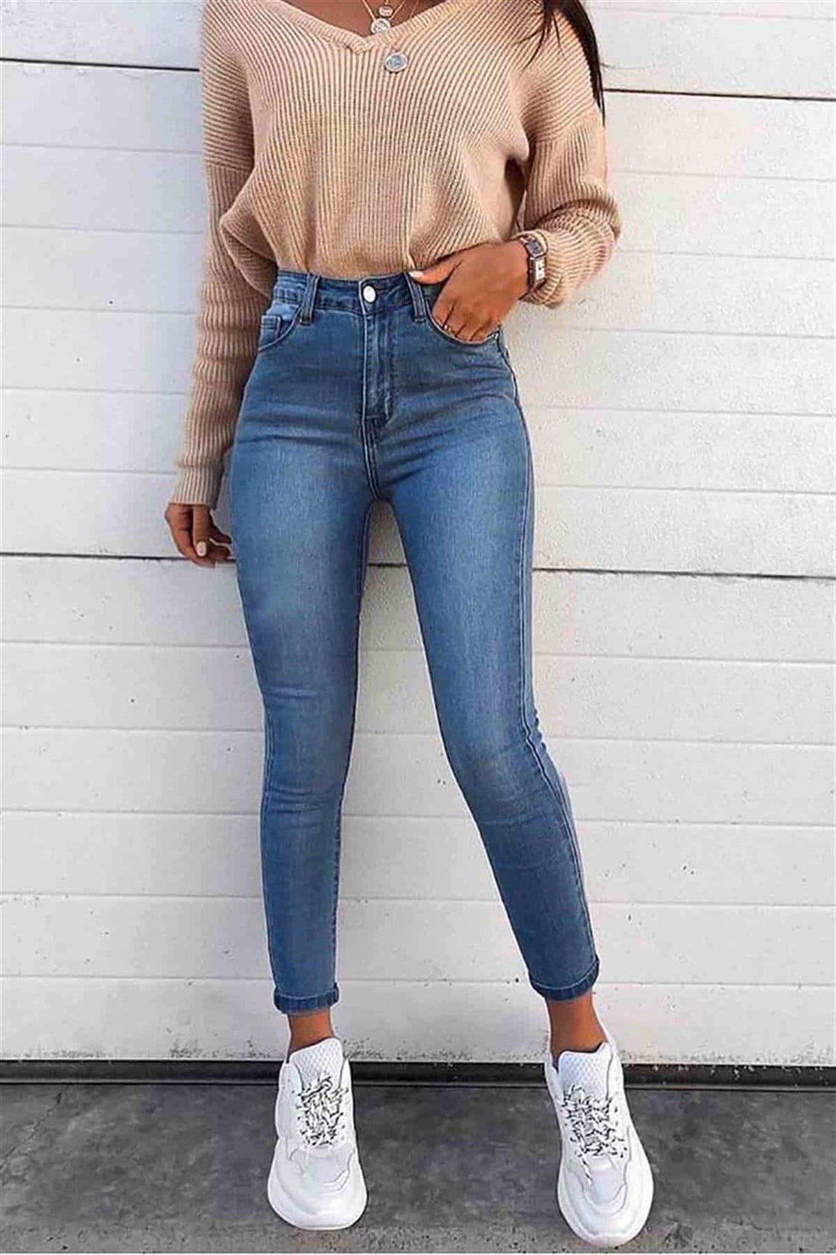 Mad Girls Blue High Waist Skinny Fit Jean MG063