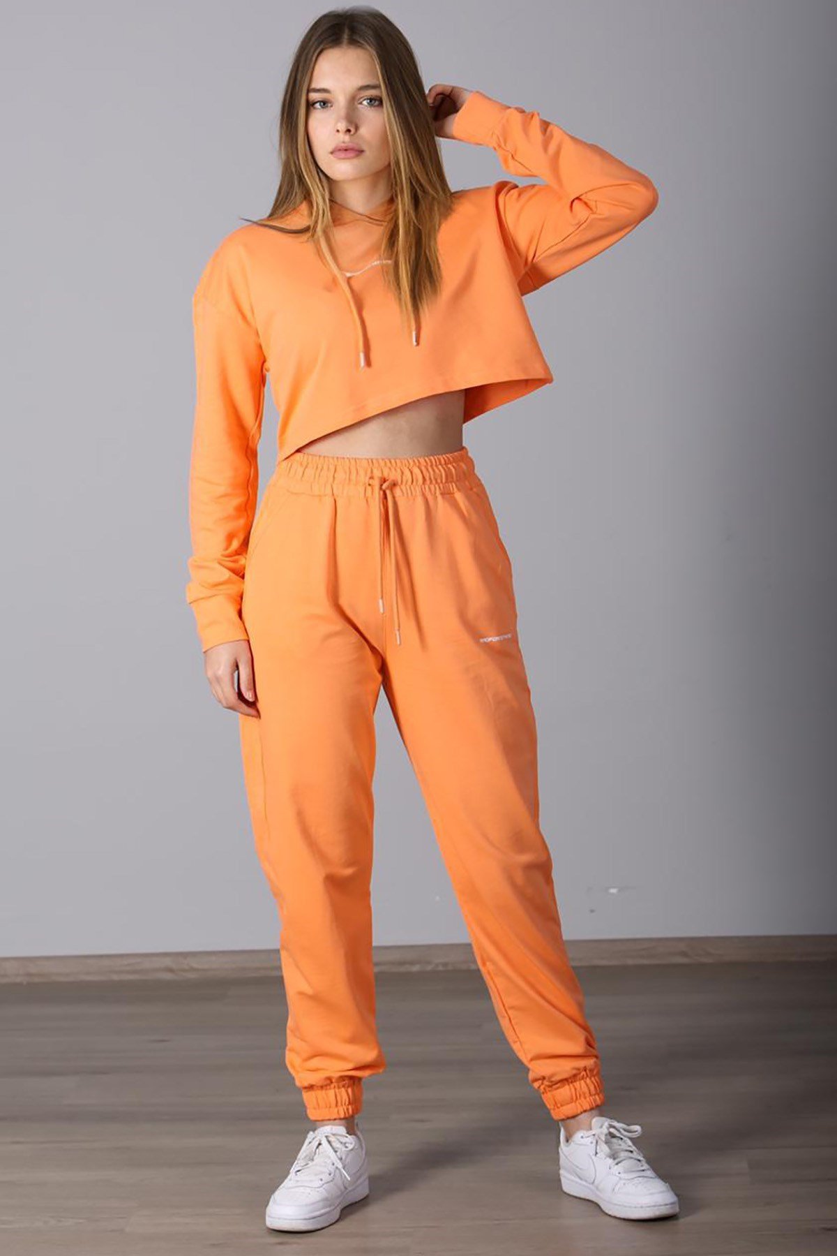 Mad Girls Orange Hooded Women's Tracksuits  MG465-5