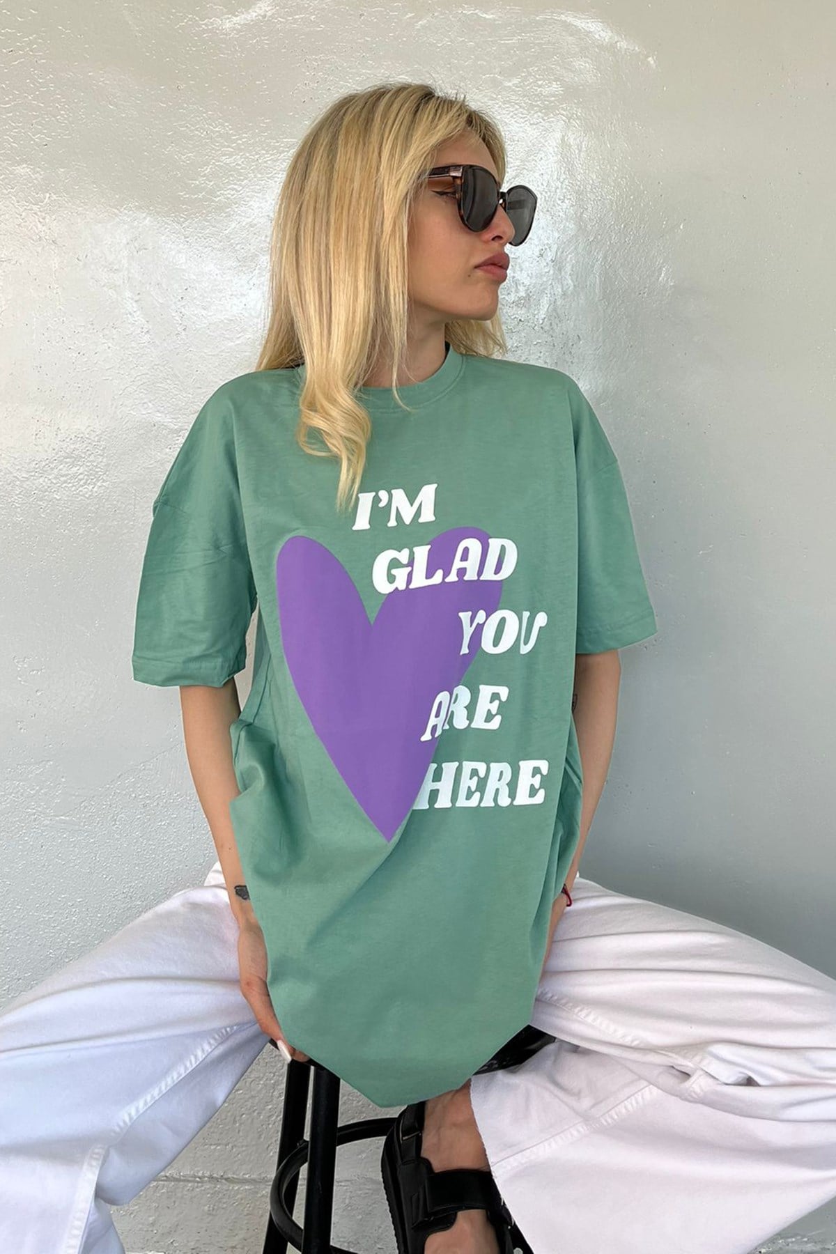 Mad Girls Yeşil Baskılı Tişört Mg1202