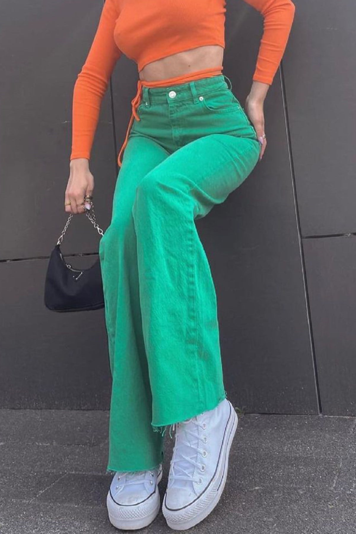 Mad Girls Yeşil Palazzo Jean Mg1189