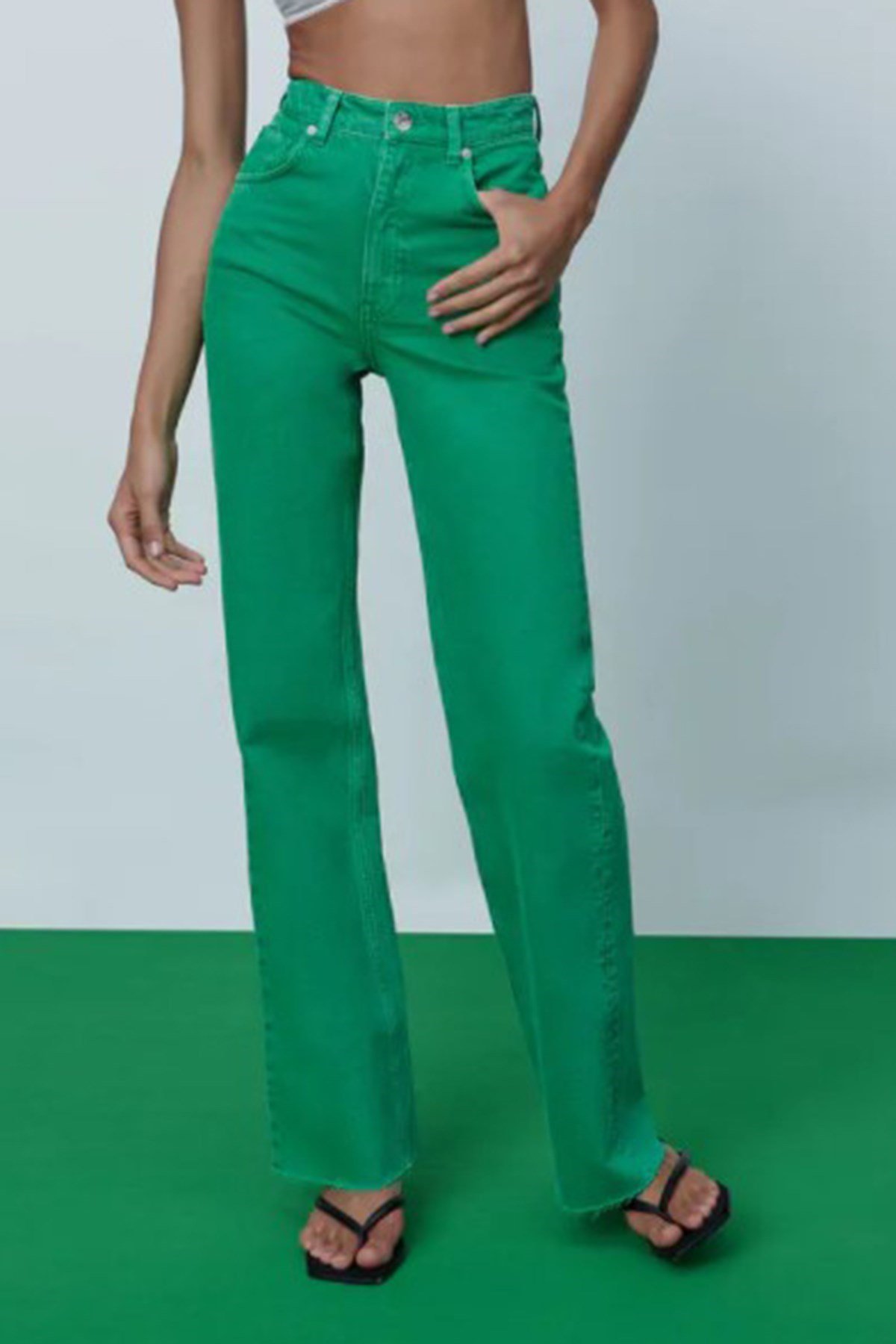 Mad Girls Yeşil Palazzo Jean Mg1189