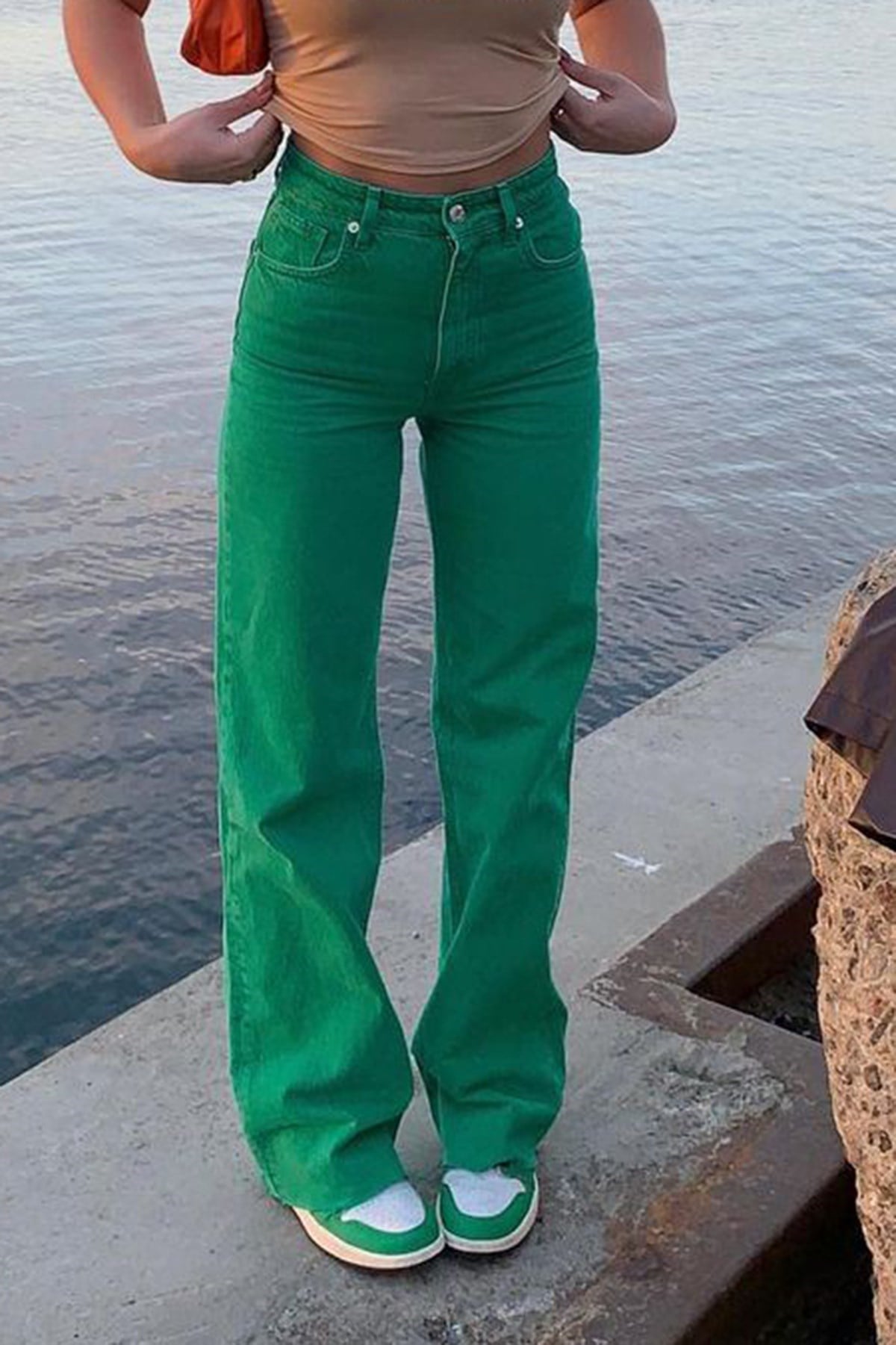 Mad Girls Yeşil Palazzo Jean Mg1189