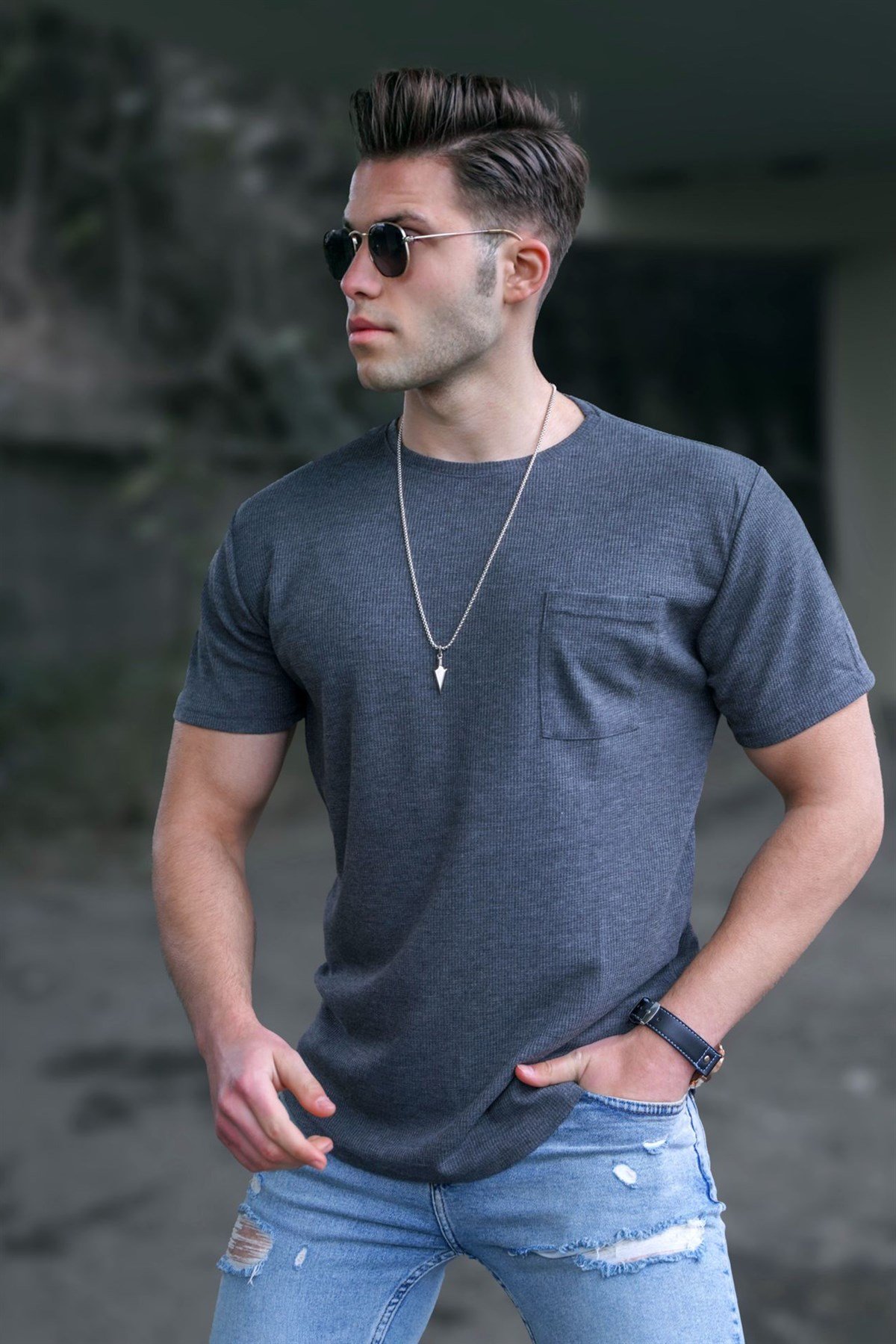 Madmext Men Anthracite T-shirt 5280
