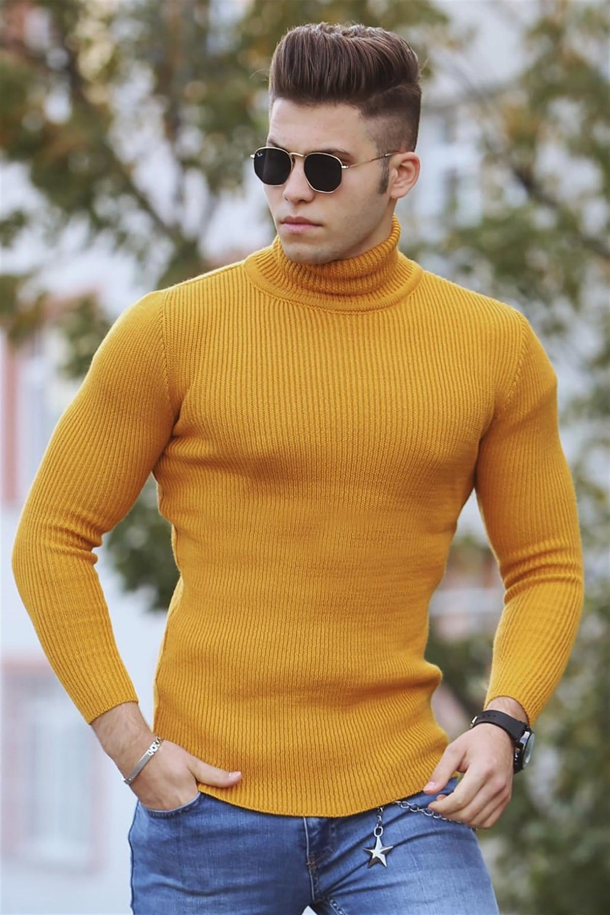 Madmext Mustard Turtleneck Jumper 4359-2