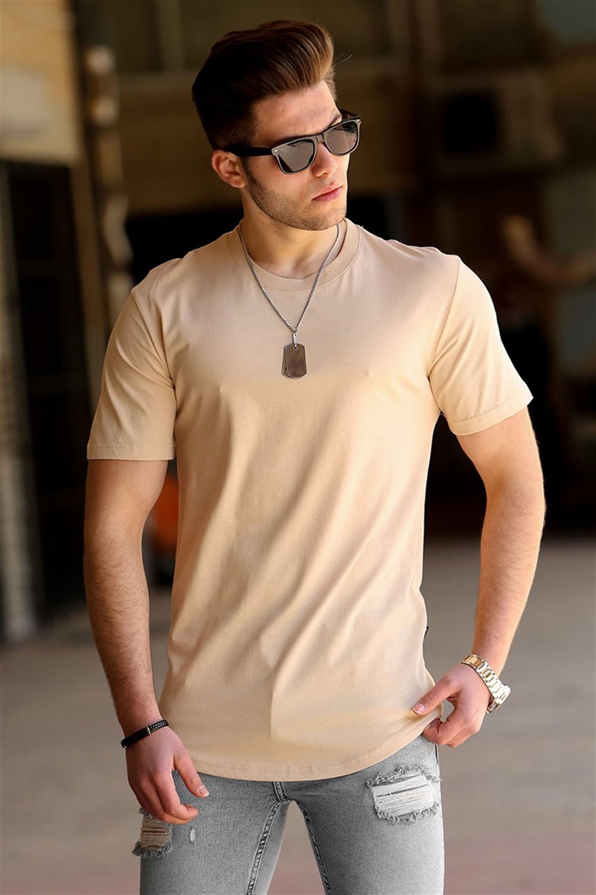 Madmext Camel Basic T-shirt for Men 4500