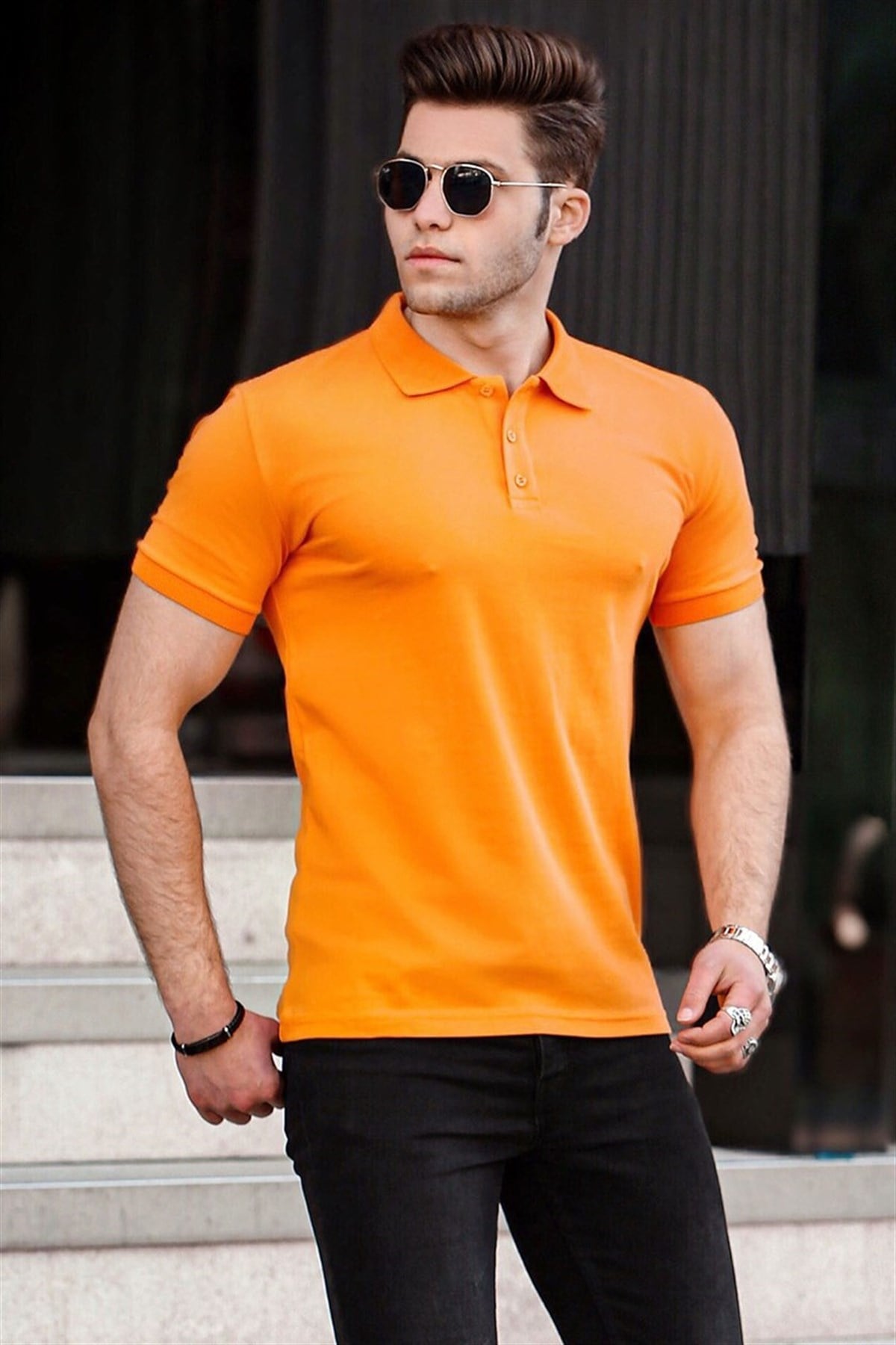 Madmext Orange Basic Polo Shirt for Men 4550
