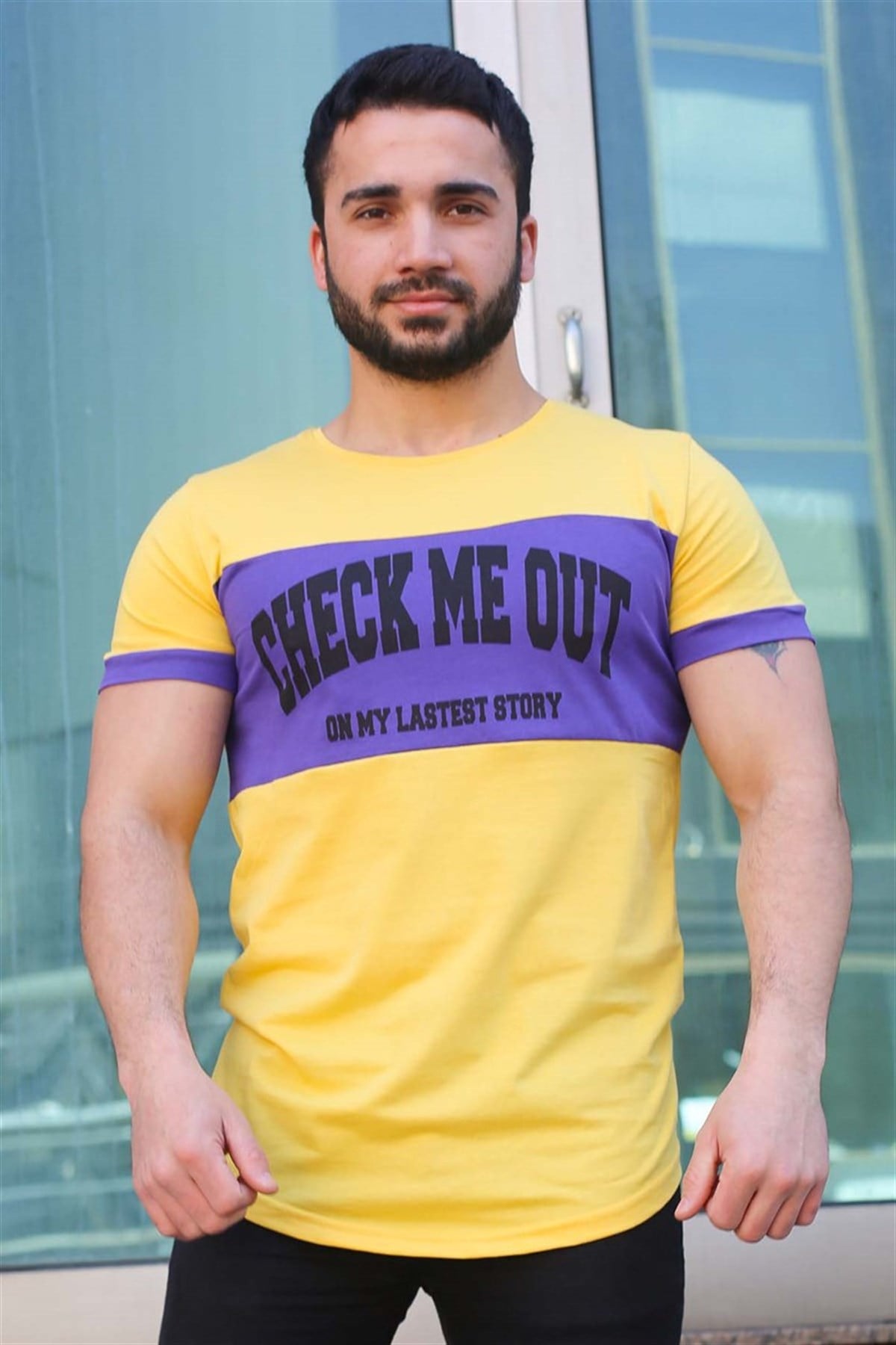 Madmext Yellow Printed T-shirt for Men  3013