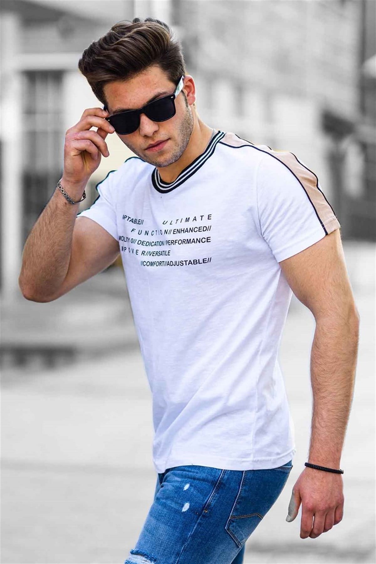 Madmext Baskılı Beyaz Erkek Tişört 4530
