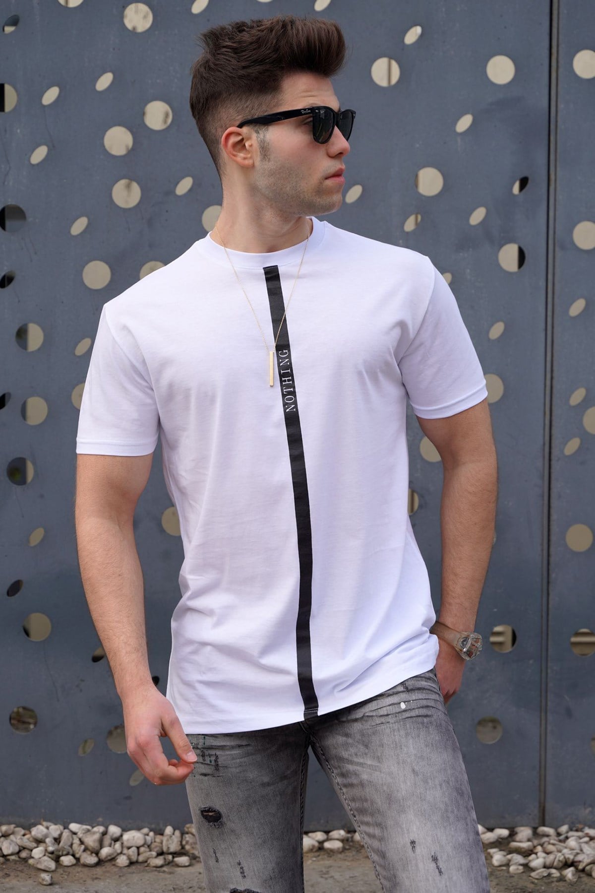 Madmext Baskılı Beyaz T-Shirt 5378