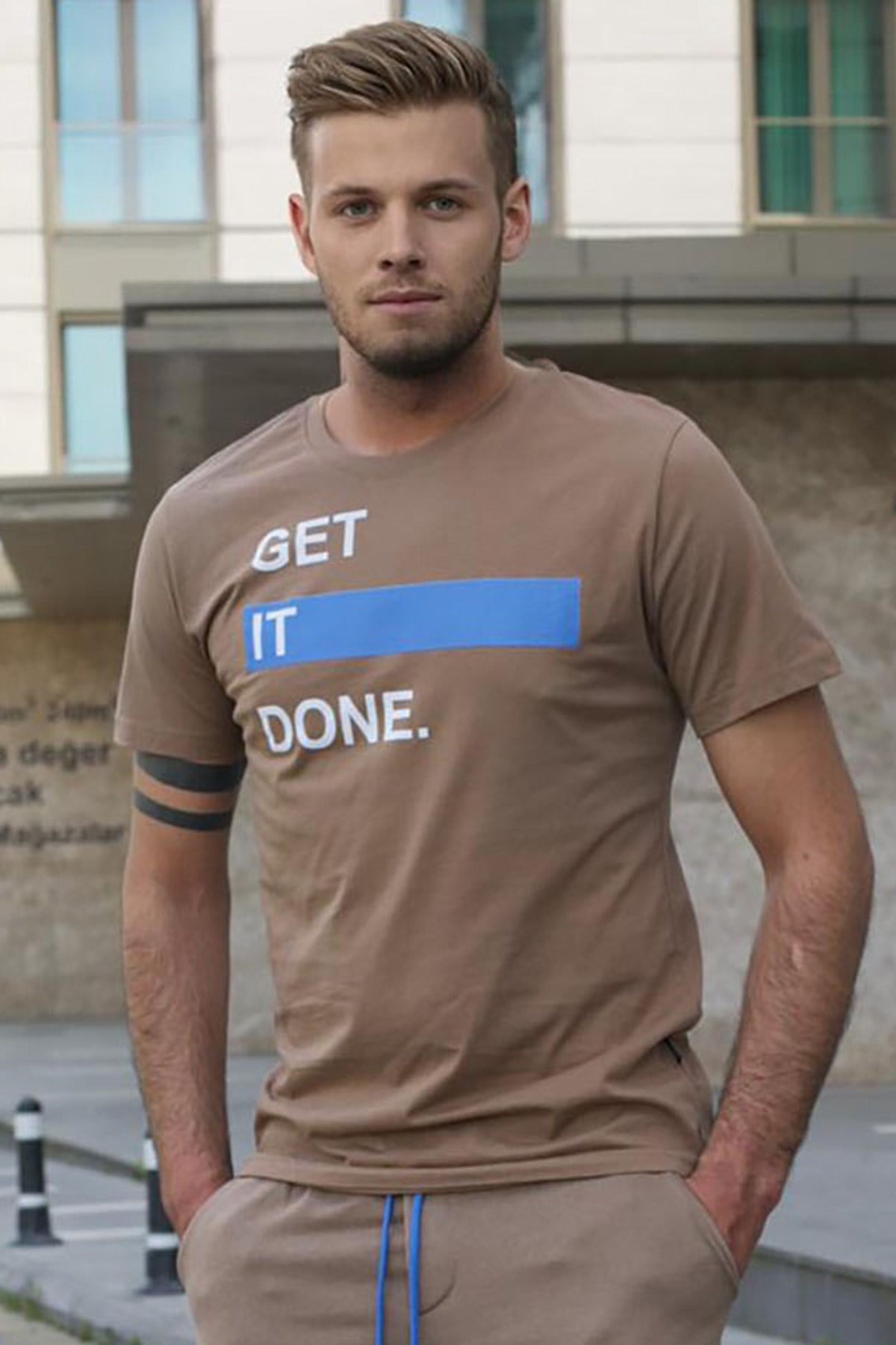 Madmext Baskılı Kahverengi T-Shirt 5182