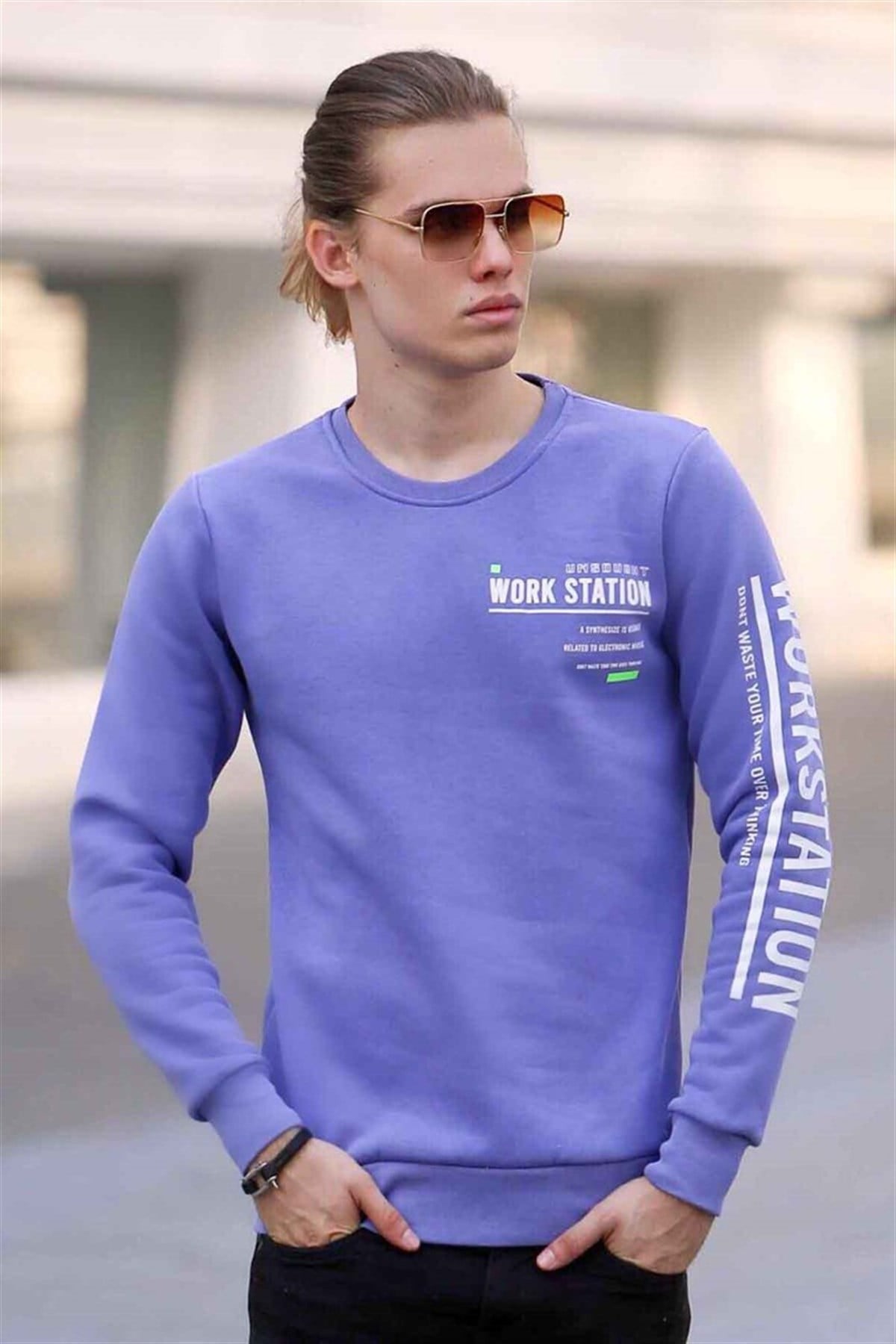 Madmext Baskılı Mor Sweatshirt 4161