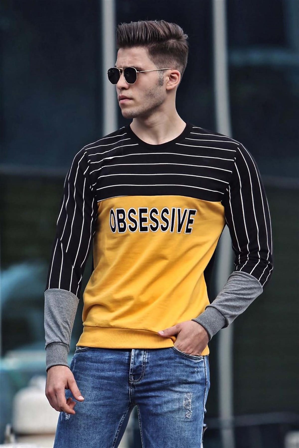 Madmext Baskılı Sarı Sweatshirt 4184