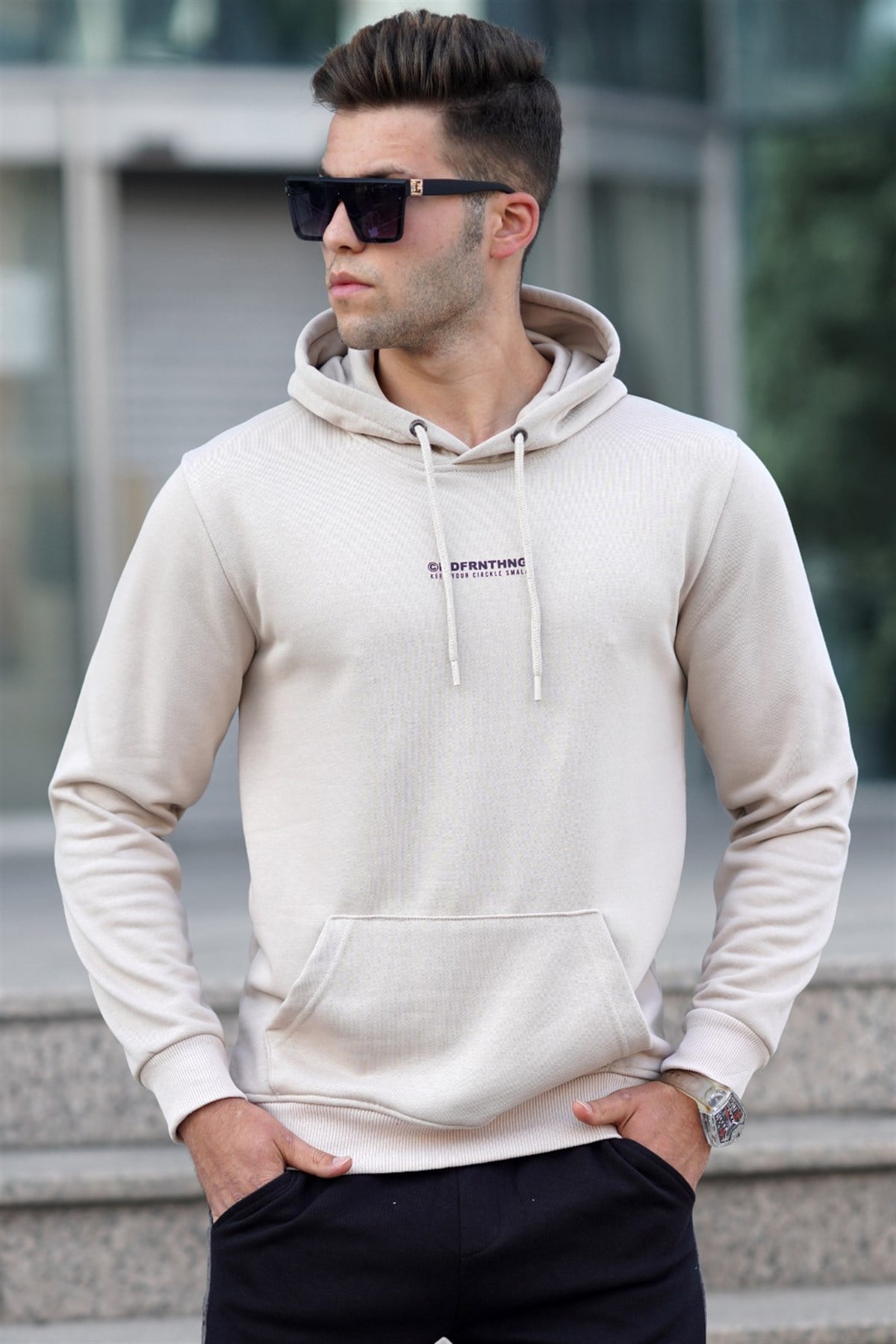 Madmext Bej Baskılı Sweatshirt 5306
