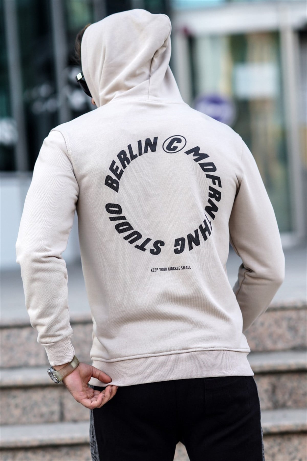 Madmext Bej Baskılı Sweatshirt 5306
