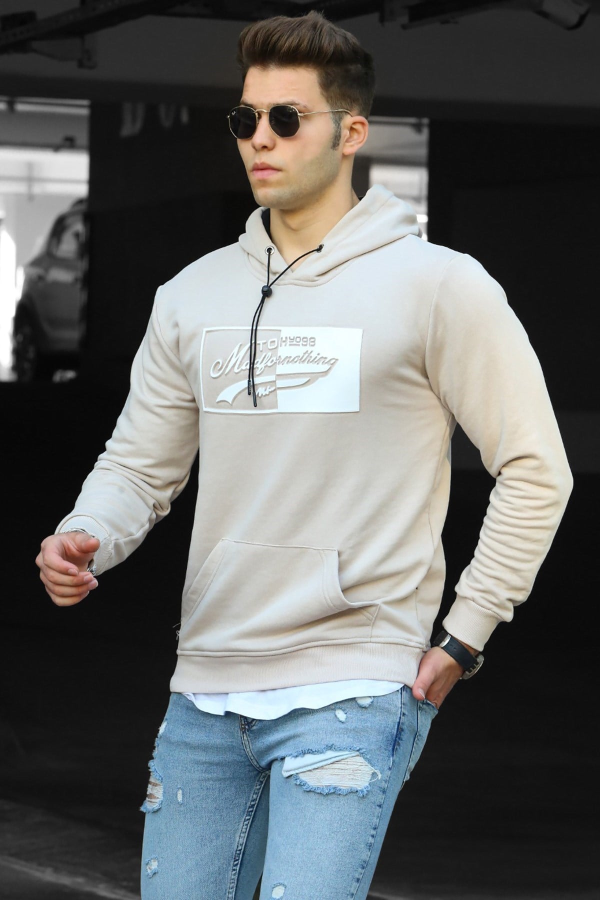Madmext Cream Men's Sweatshirt 4750