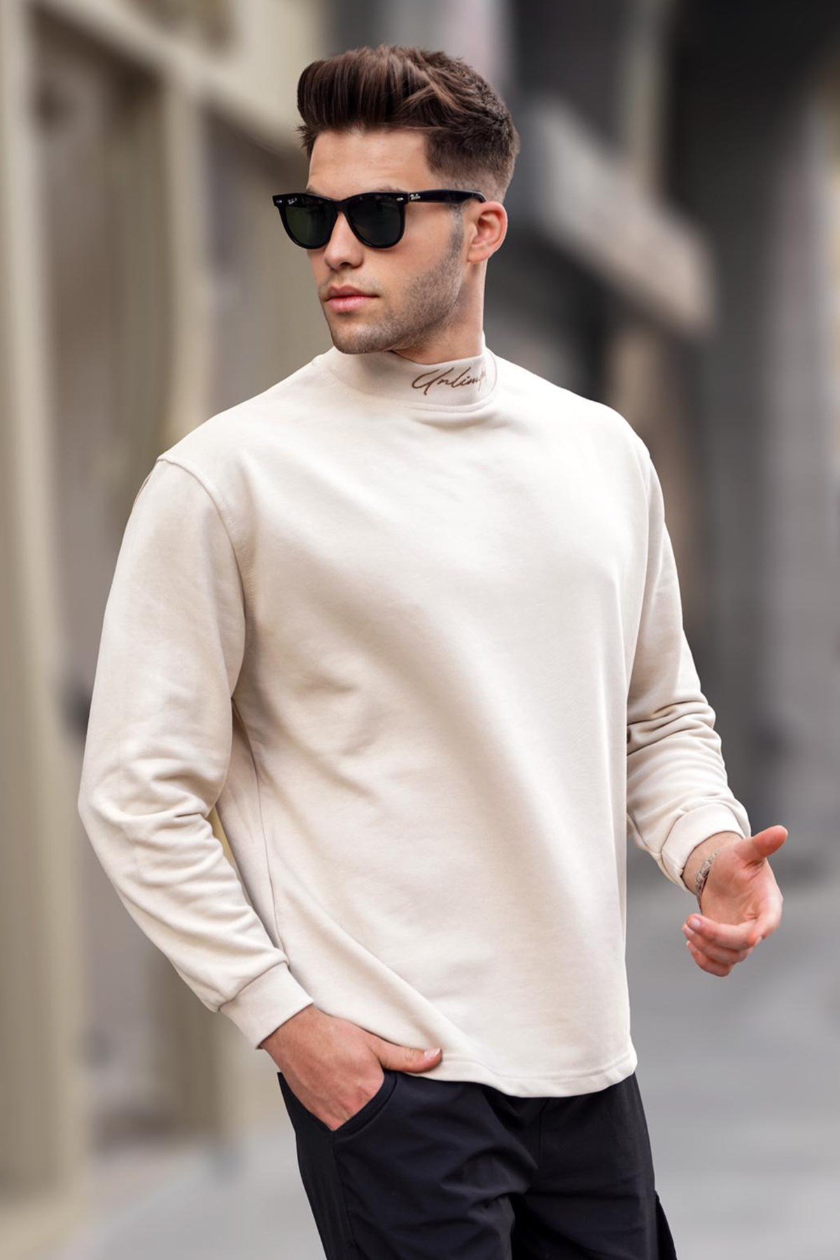 Madmext Men Beige Sweatshirt 5329