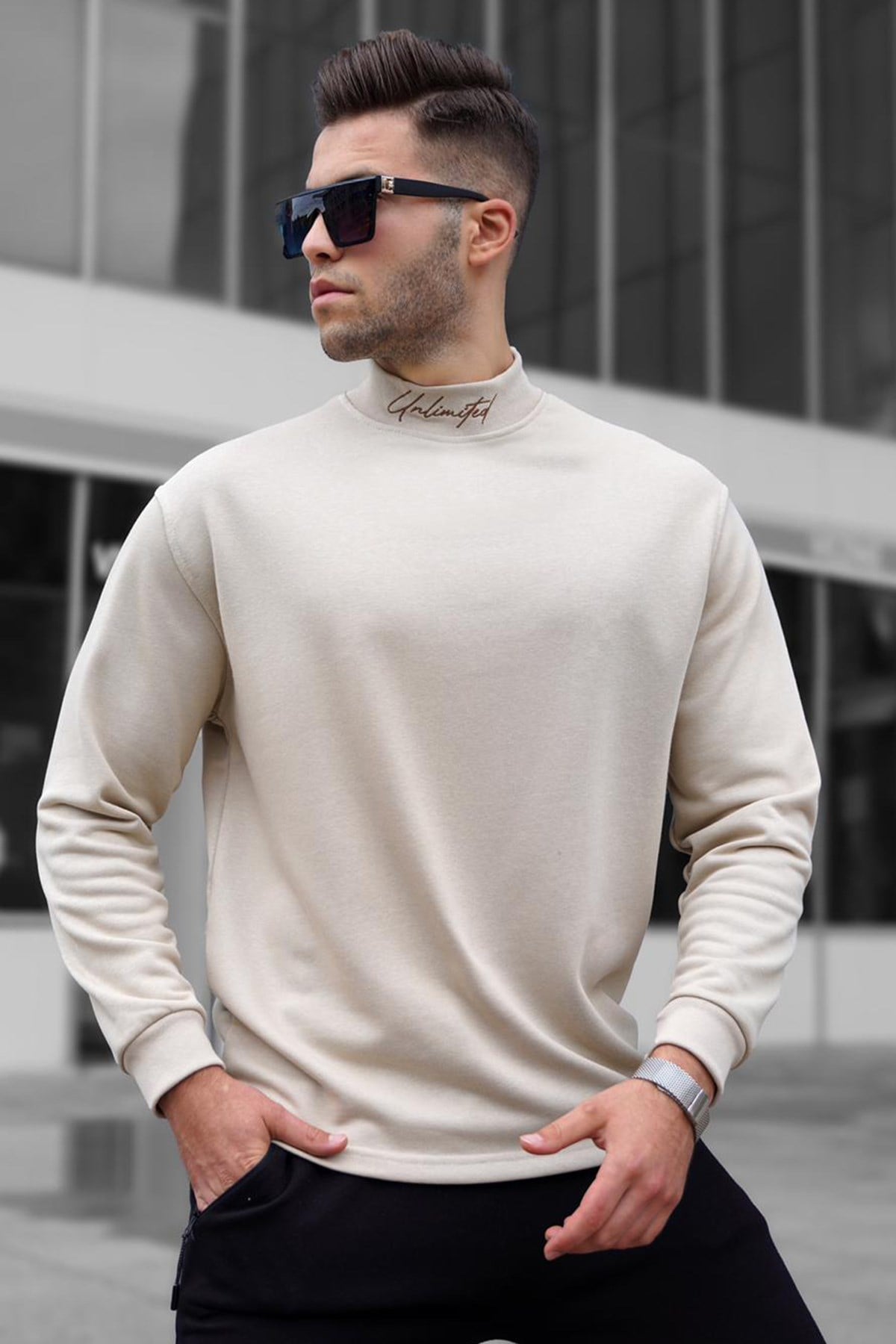 Madmext Bej Erkek Sweatshirt 5329