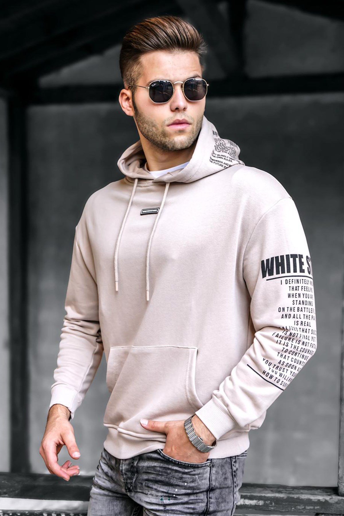 Madmext Bej Erkek Sweatshirt 5332