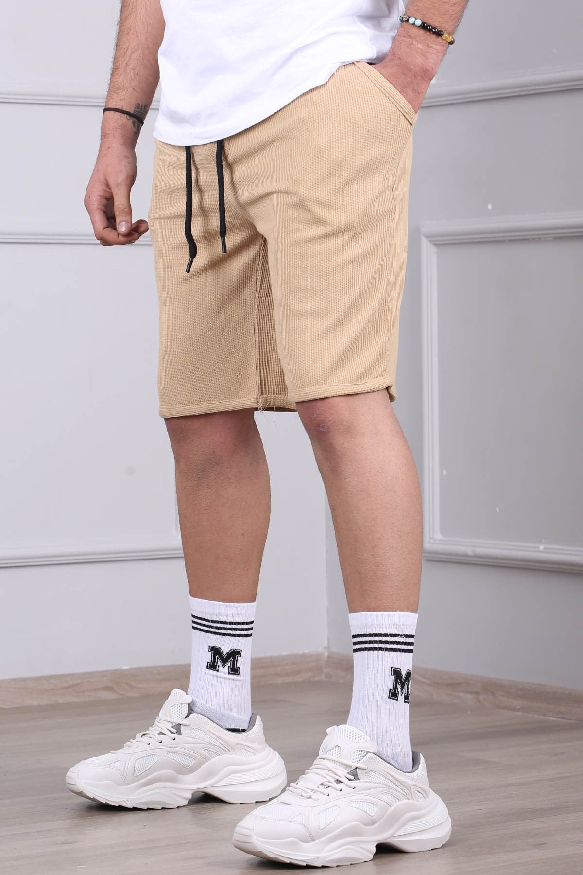 Madmext Beige Capri Shorts 5410