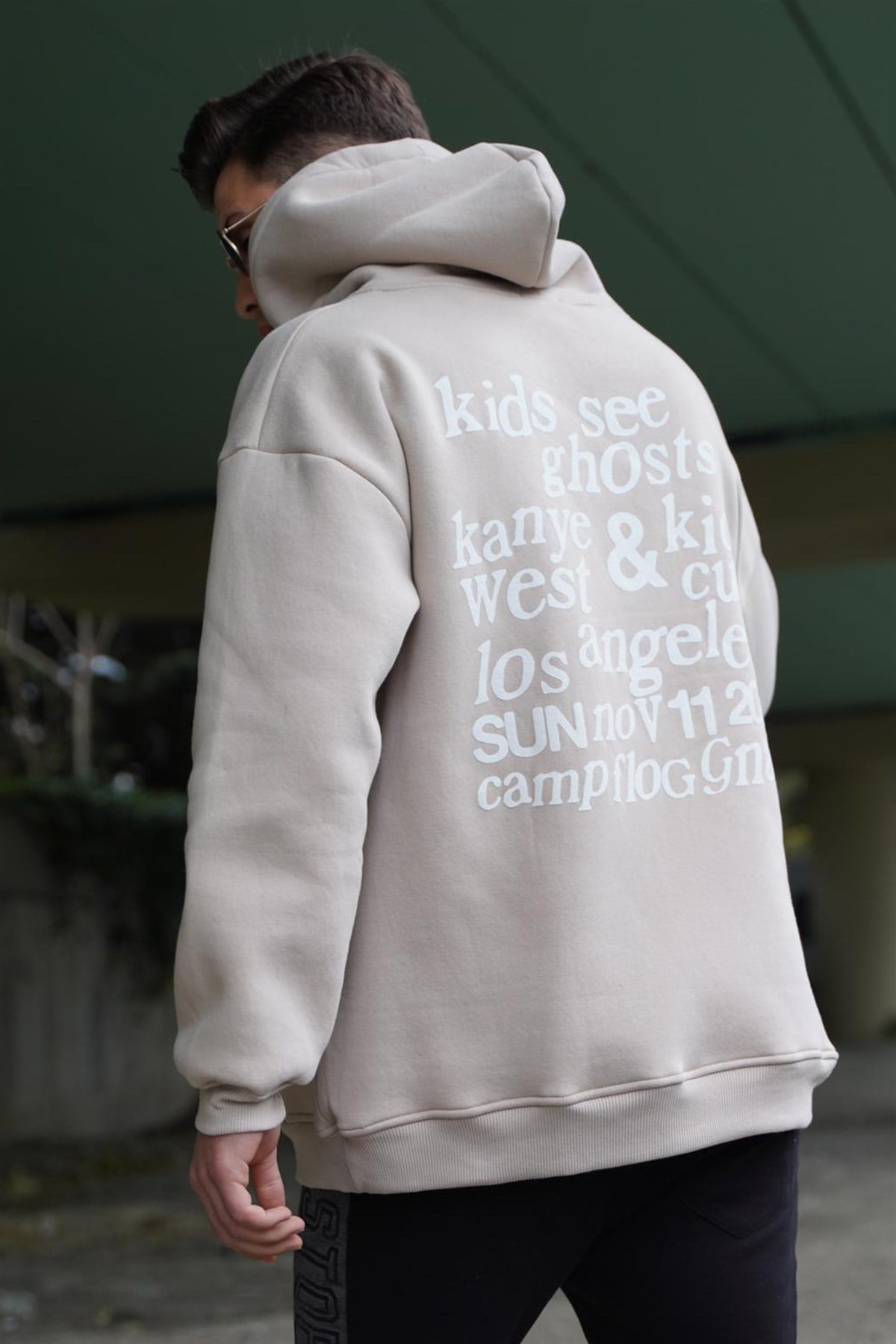 Madmext Bej Oversize Erkek Sweatshirt 5337