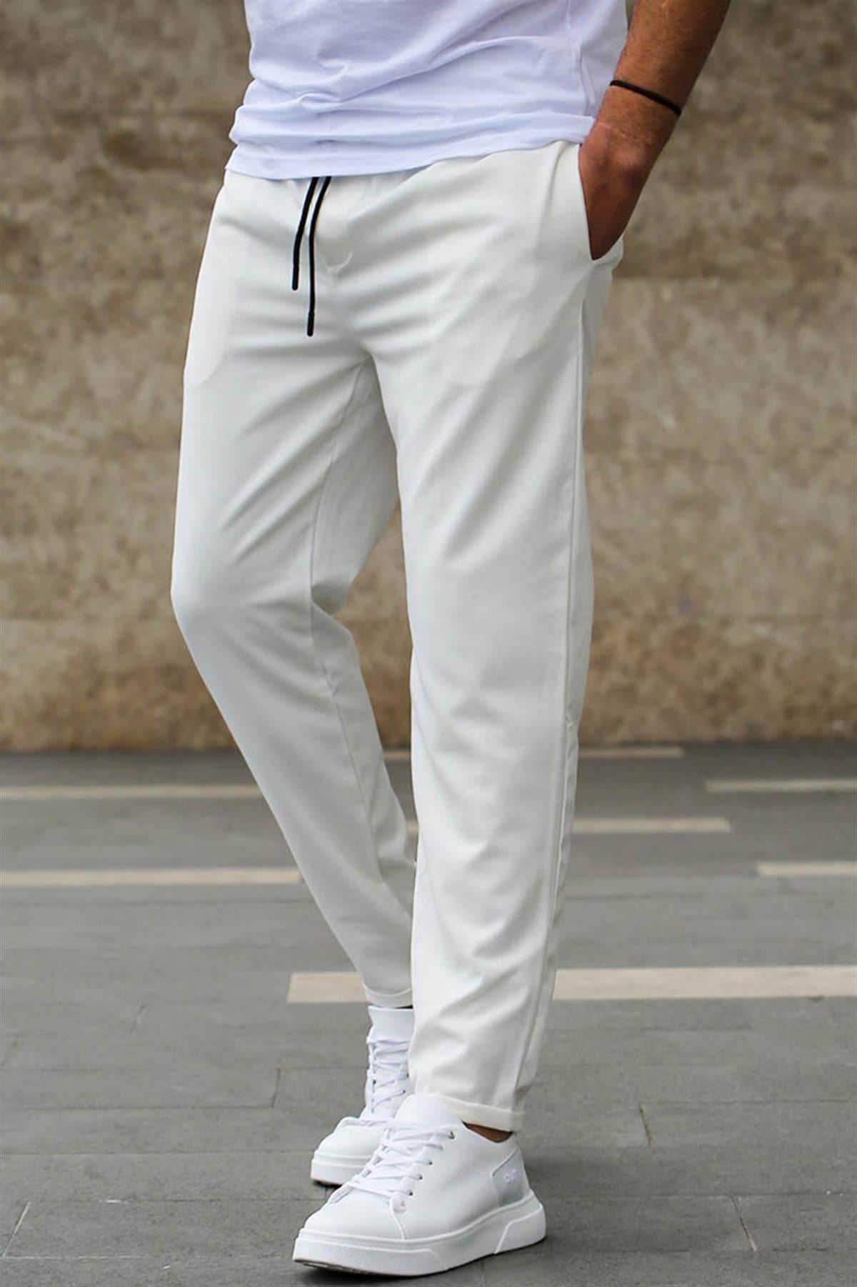 Madmext Men White Jogger Trousers 4242