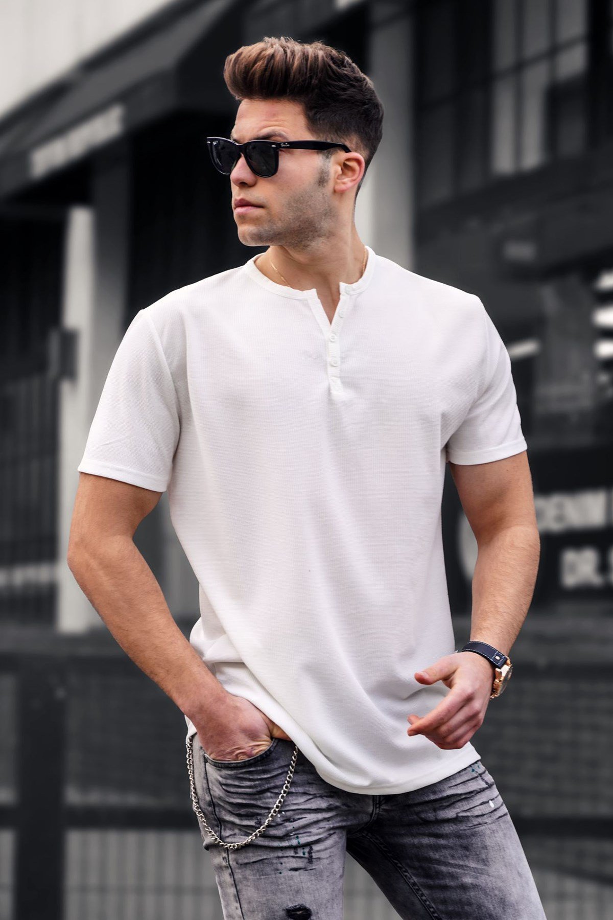 Madmext Beyaz Oversize T-Shirt 5375