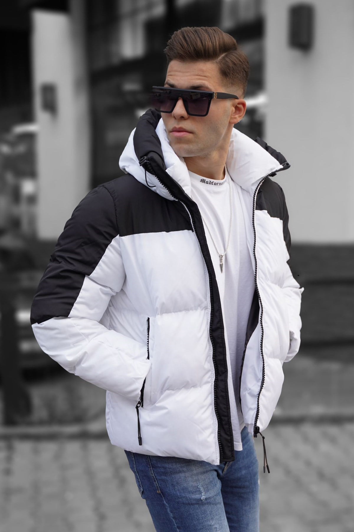 Madmext Beyaz Şişme Mont 5139